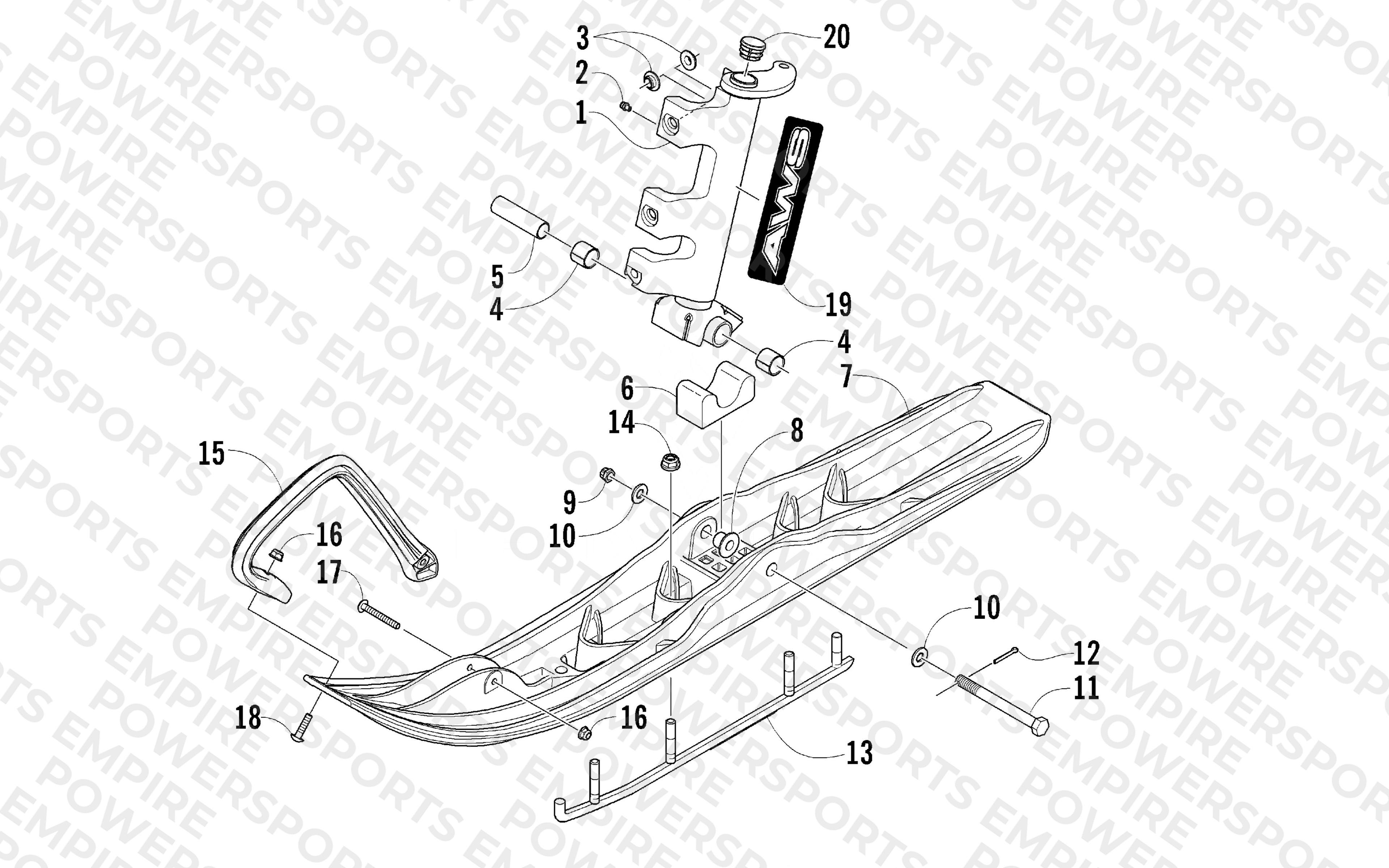 SKI AND SPINDLE ASSEMBLY