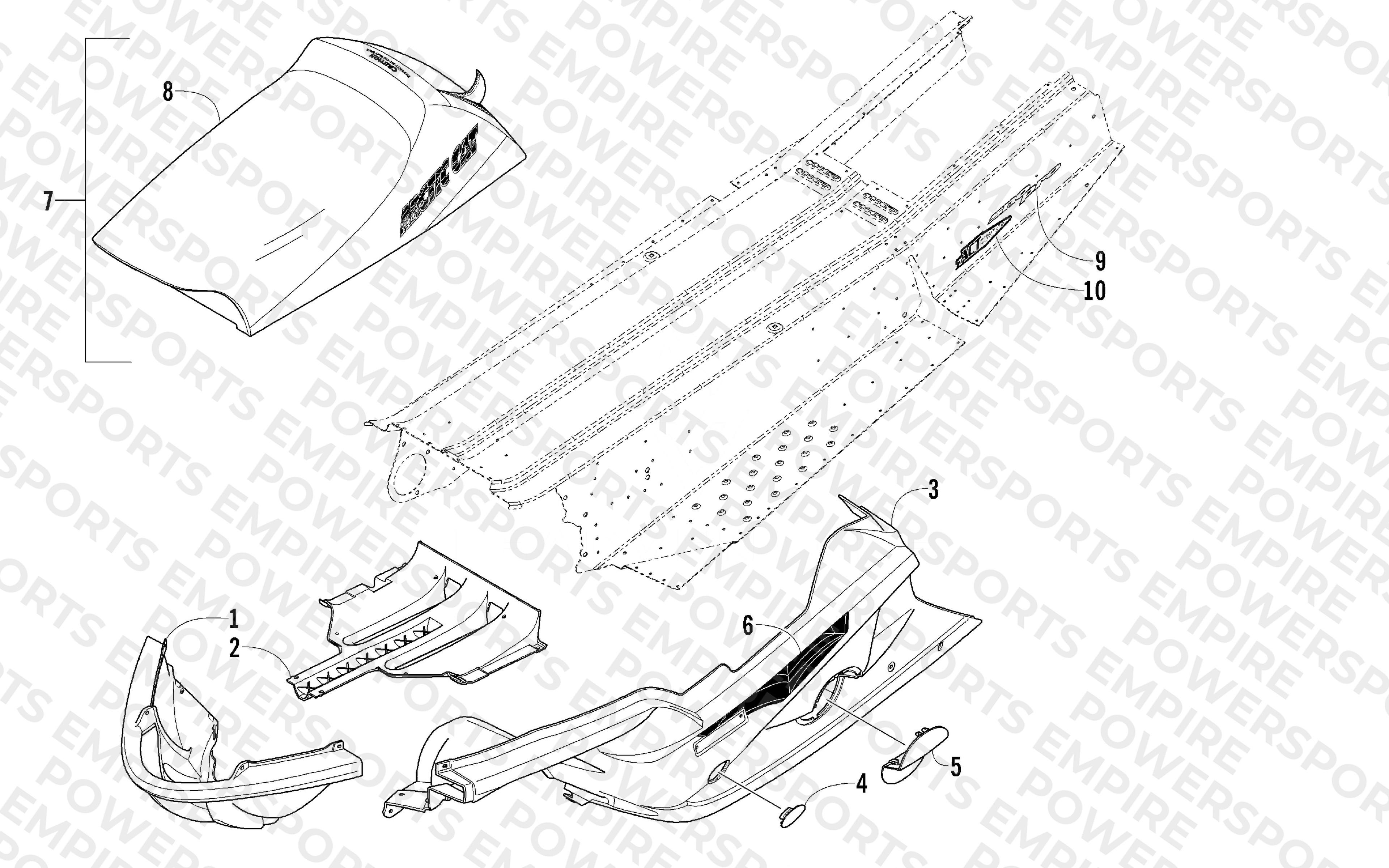 SEAT, BELLY PAN, AND DECALS