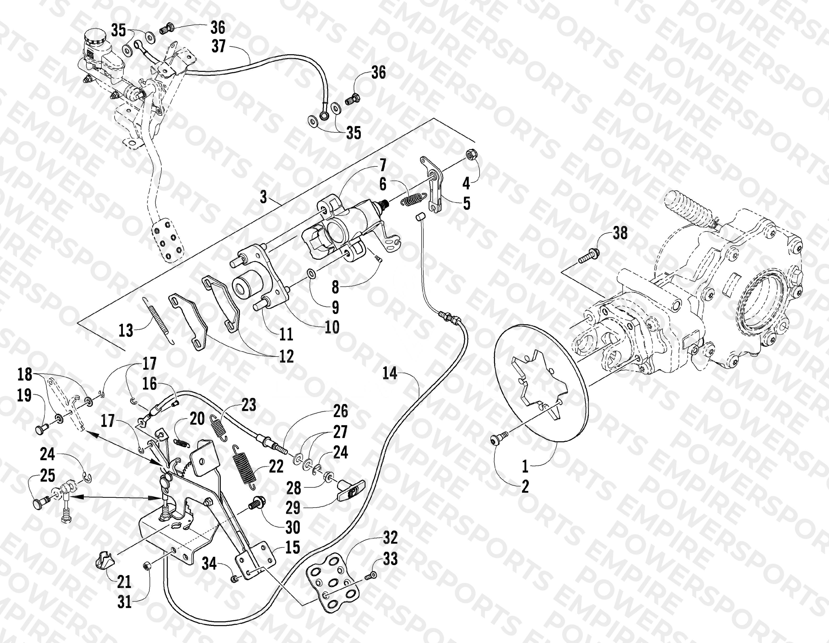REAR AND PARKING BRAKE ASSEMBLY
