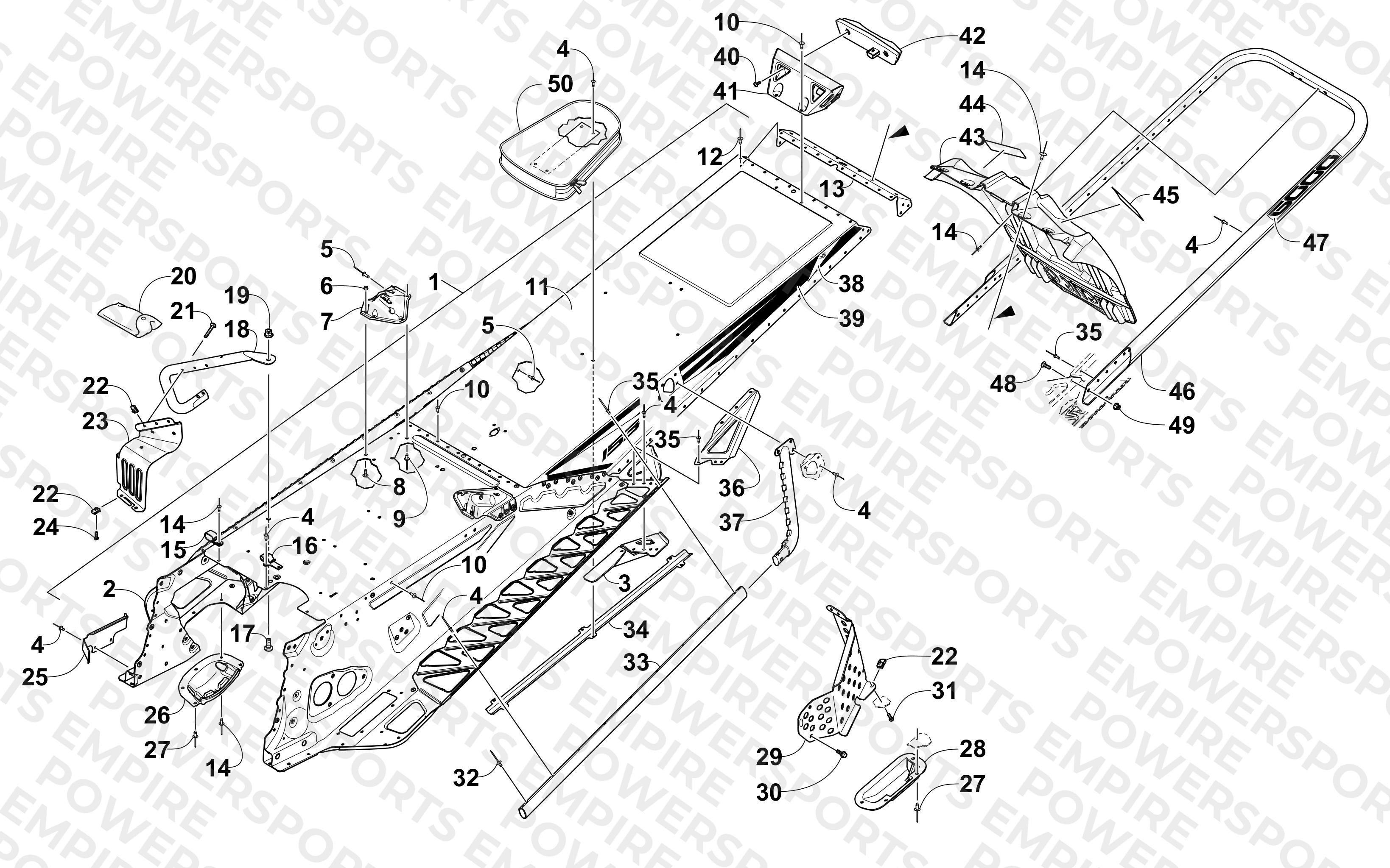 TUNNEL, REAR BUMPER, AND SNOWFLAP ASSEMBLY