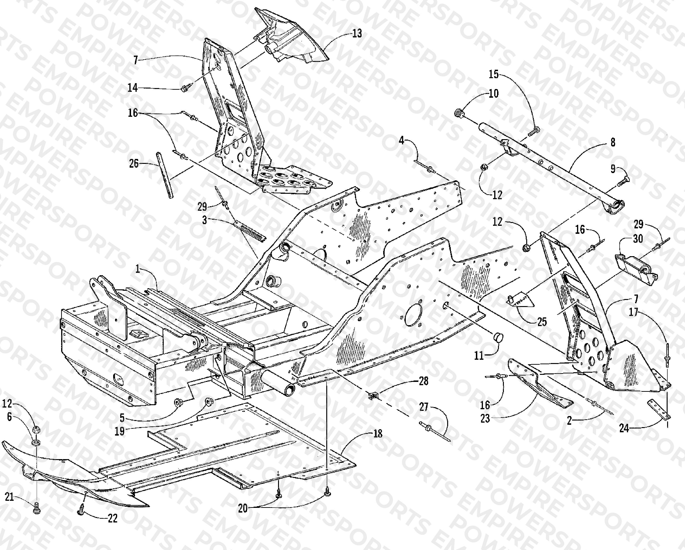 FRONT FRAME AND FOOTREST ASSEMBLY