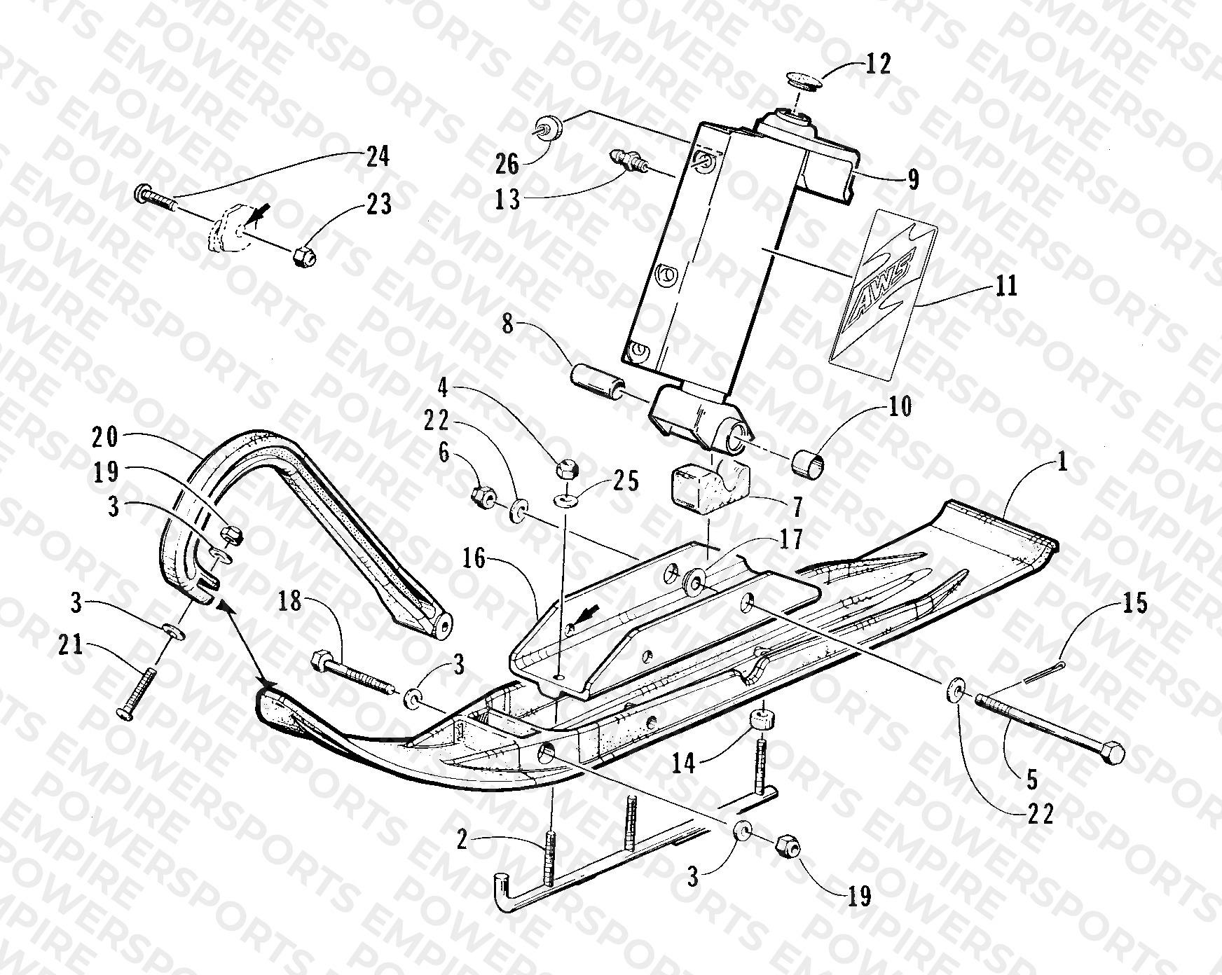 SKI AND SPINDLE ASSEMBLY