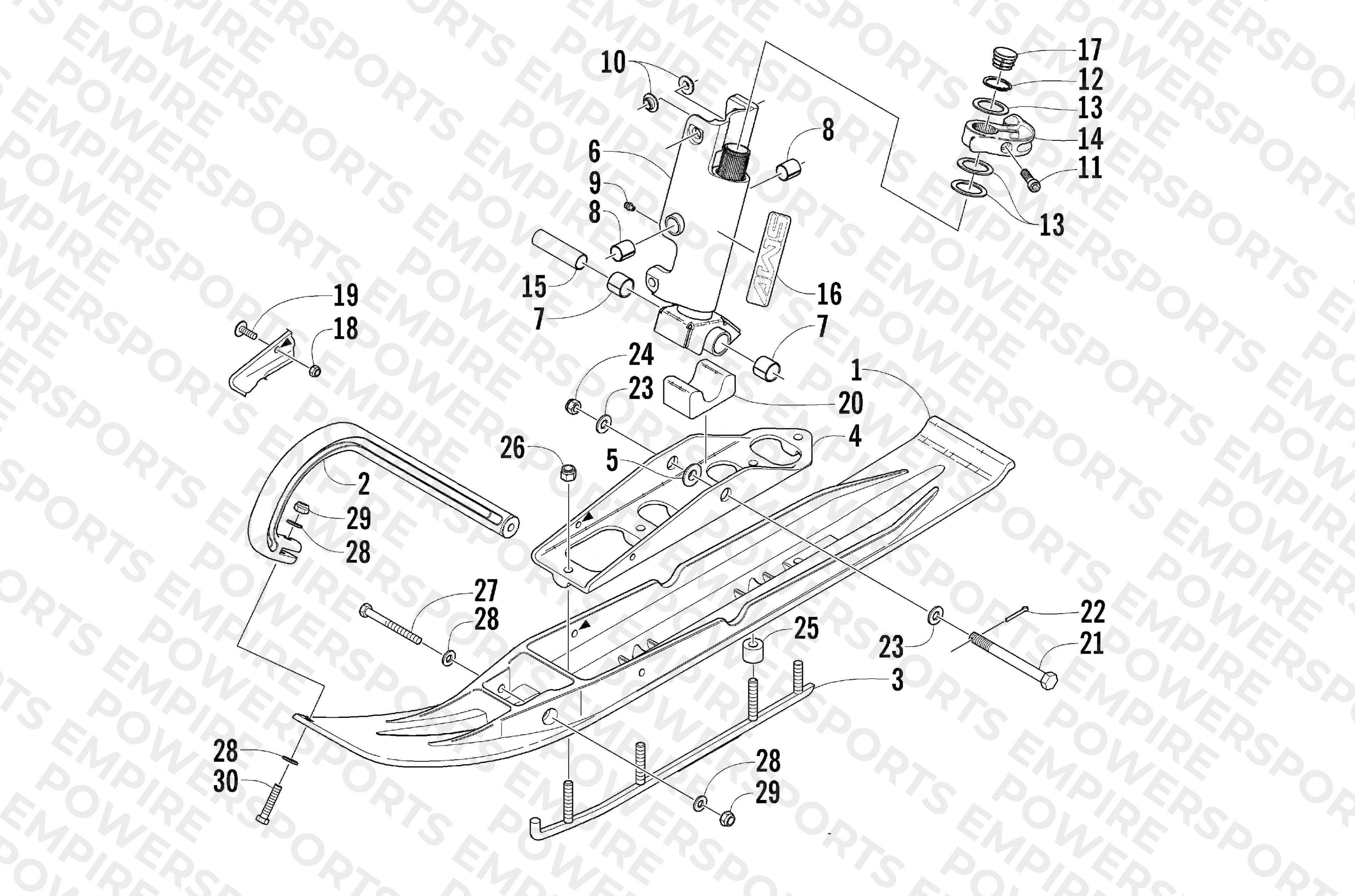 SKI AND SPINDLE ASSEMBLY
