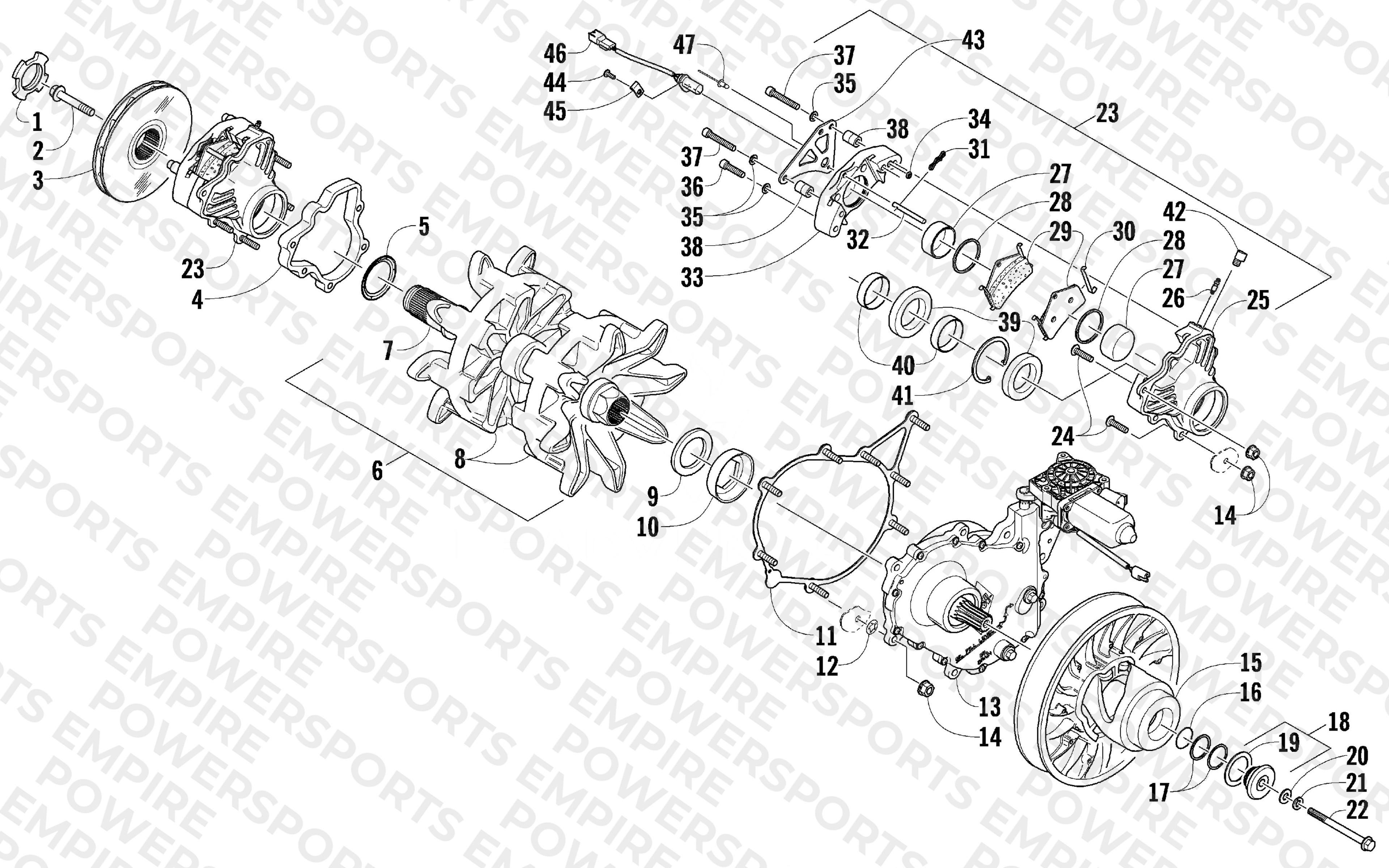 DRIVE TRAIN SHAFT AND BRAKE ASSEMBLIES