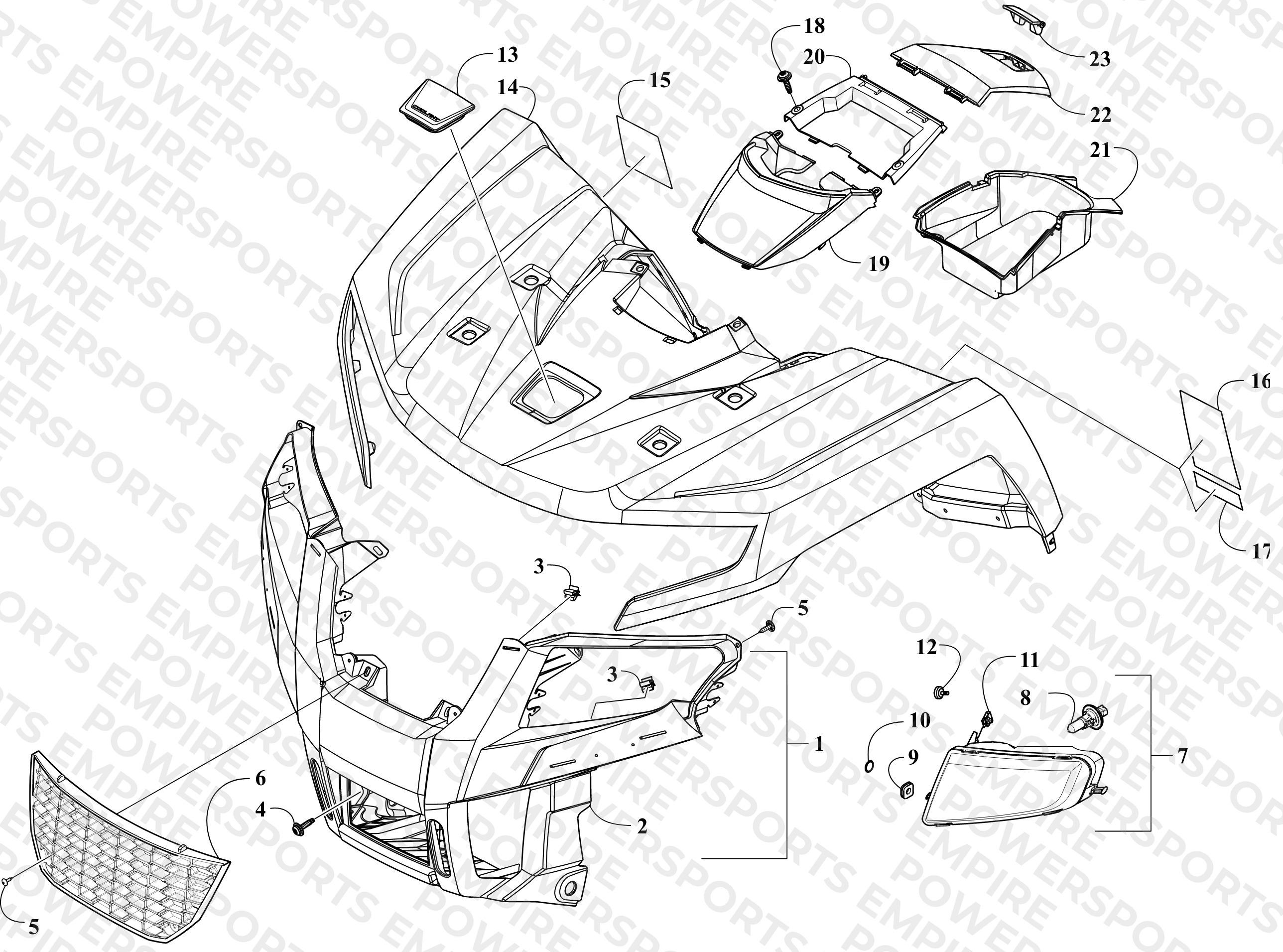 FRONT BODY PANEL AND HEADLIGHT ASSEMBLIES