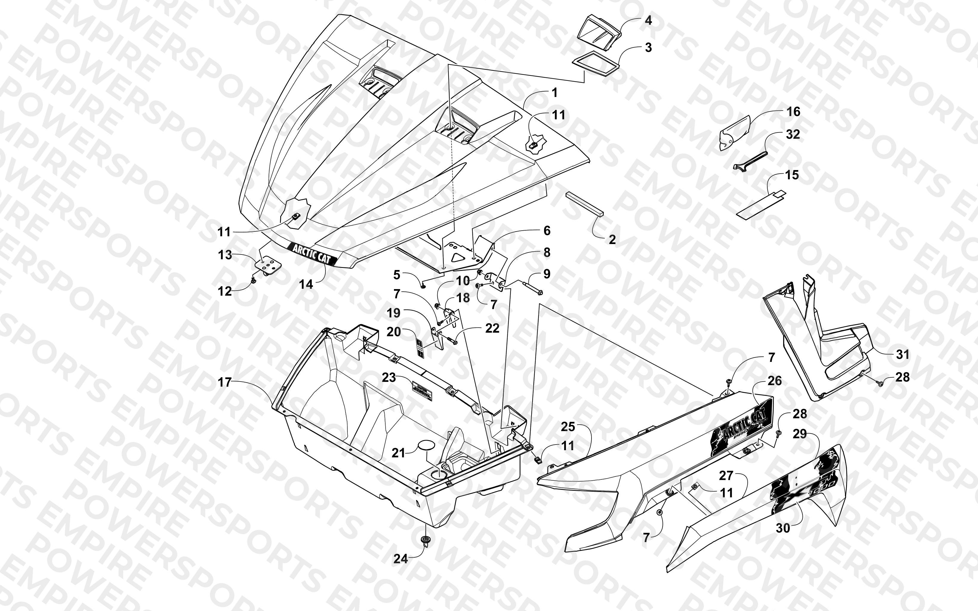 HOOD/FRONT STORAGE AND SIDE PANEL ASSEMBLY