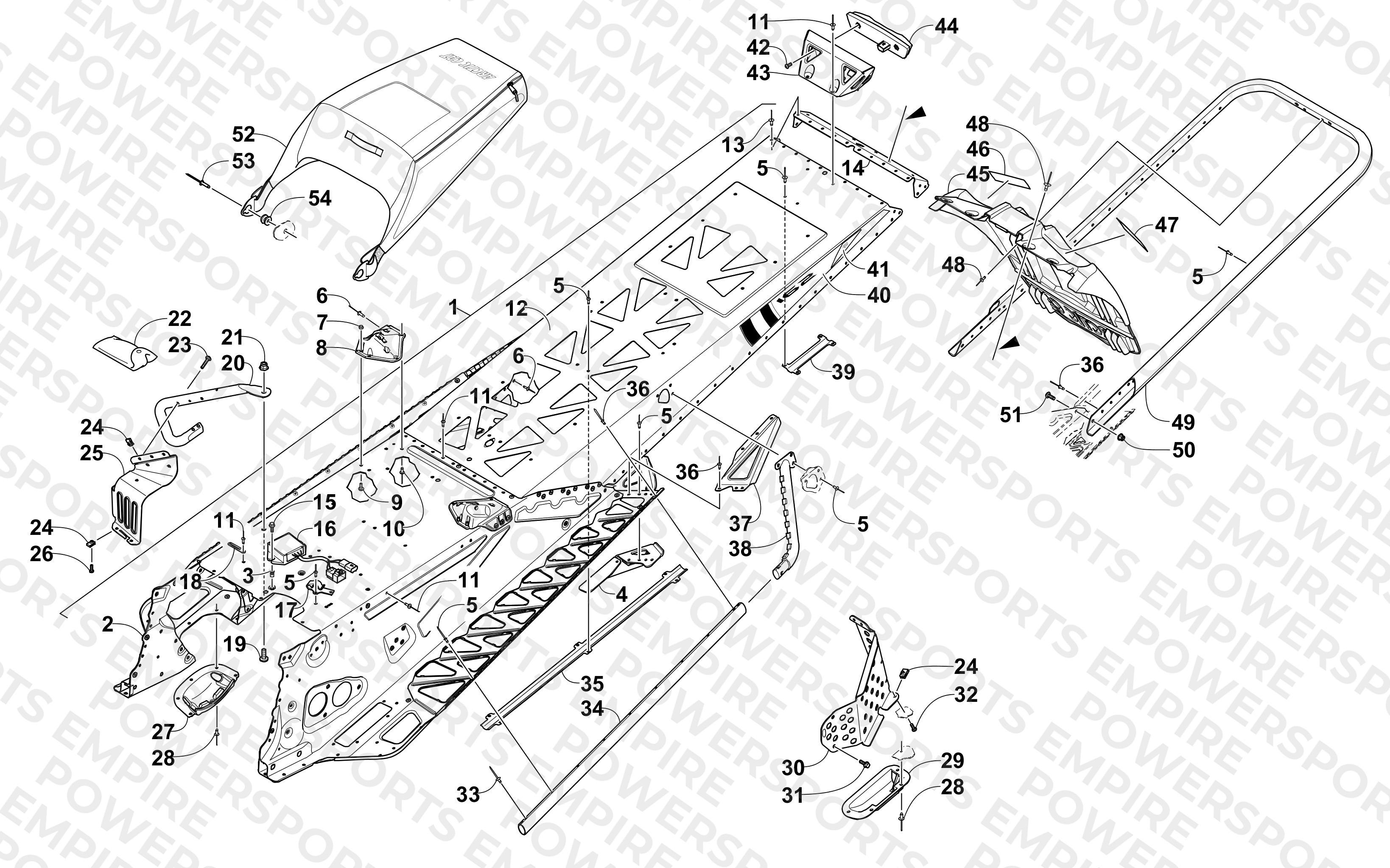 TUNNEL, REAR BUMPER, AND SNOWFLAP ASSEMBLY