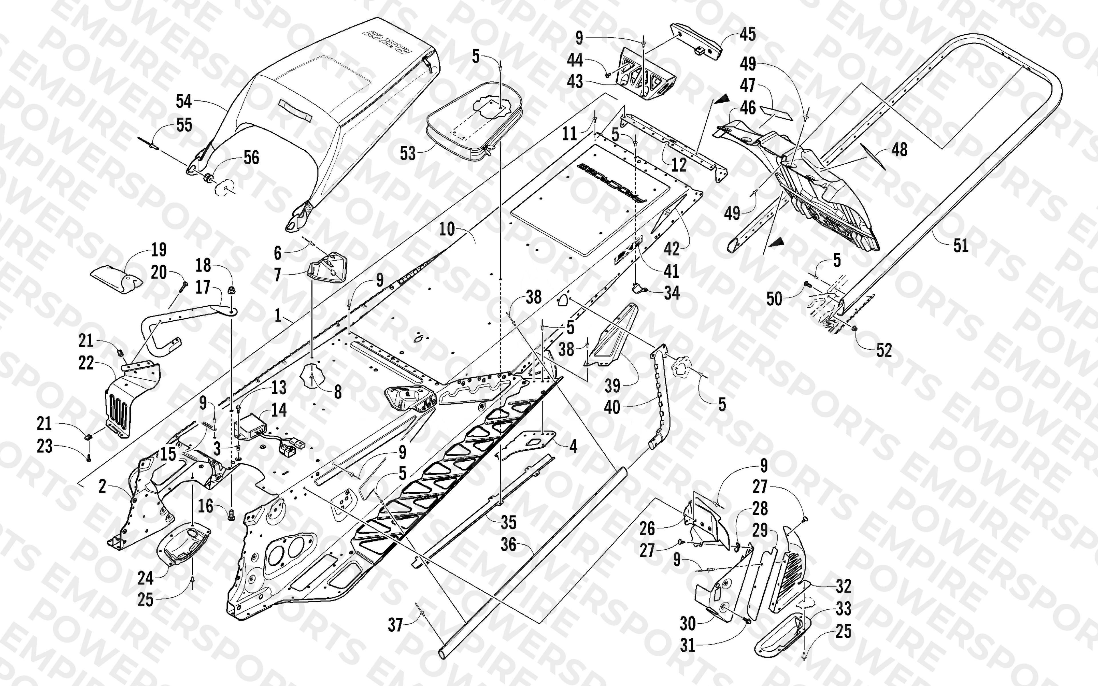 TUNNEL, REAR BUMPER, AND SNOWFLAP ASSEMBLY