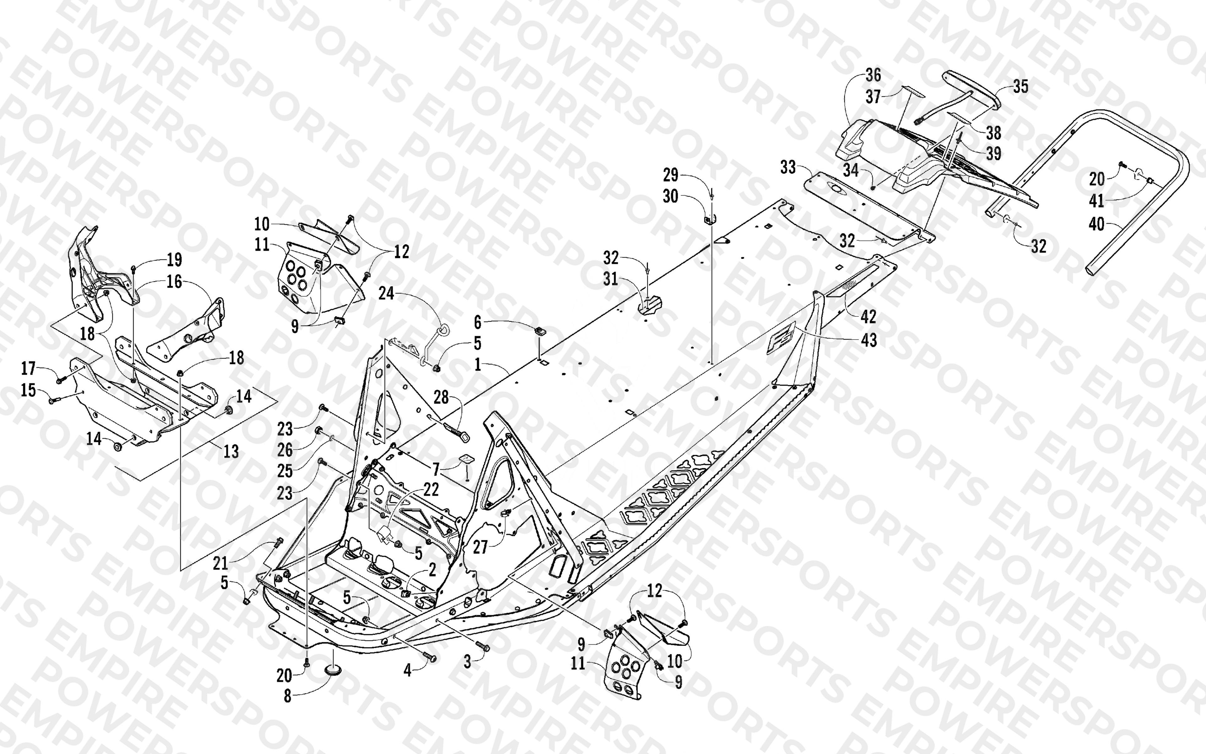 CHASSIS, REAR BUMPER, AND SNOWFLAP ASSEMBLY