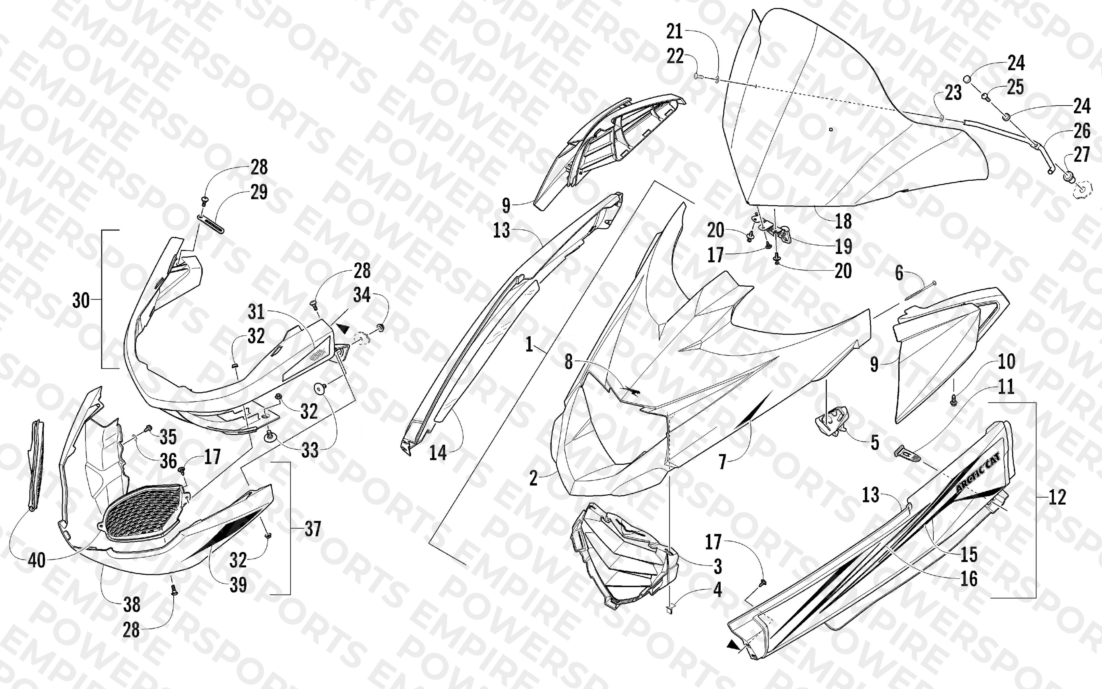 HOOD, WINDSHIELD, AND FRONT BUMPER ASSEMBLY