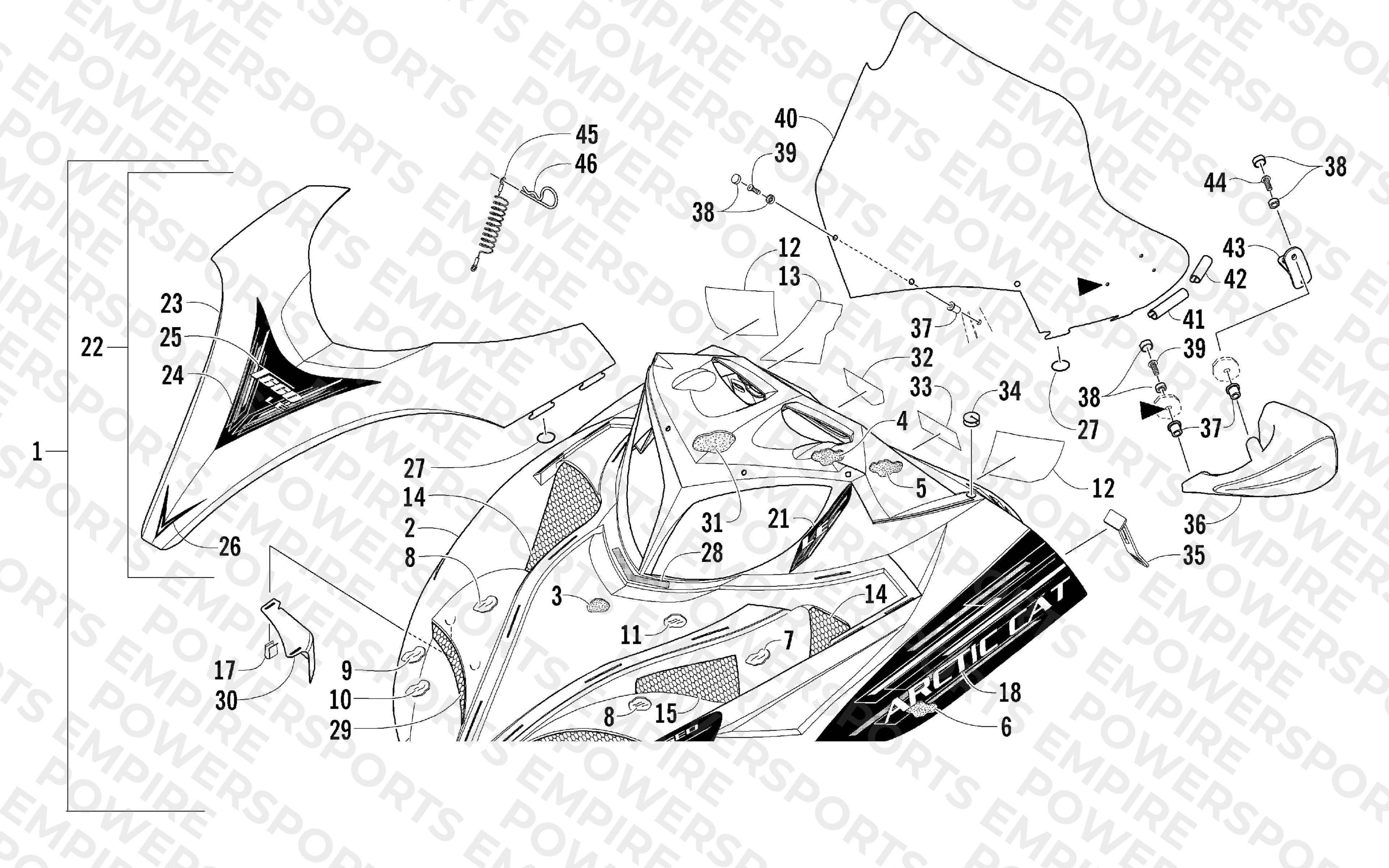 HOOD AND WINDSHIELD ASSEMBLY