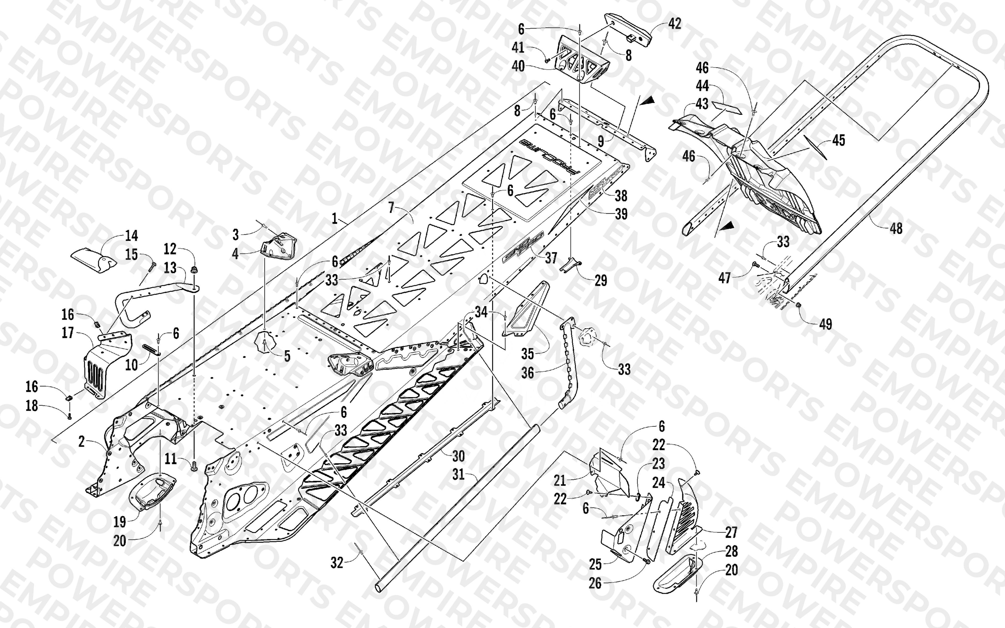TUNNEL, REAR BUMPER, AND SNOWFLAP ASSEMBLY