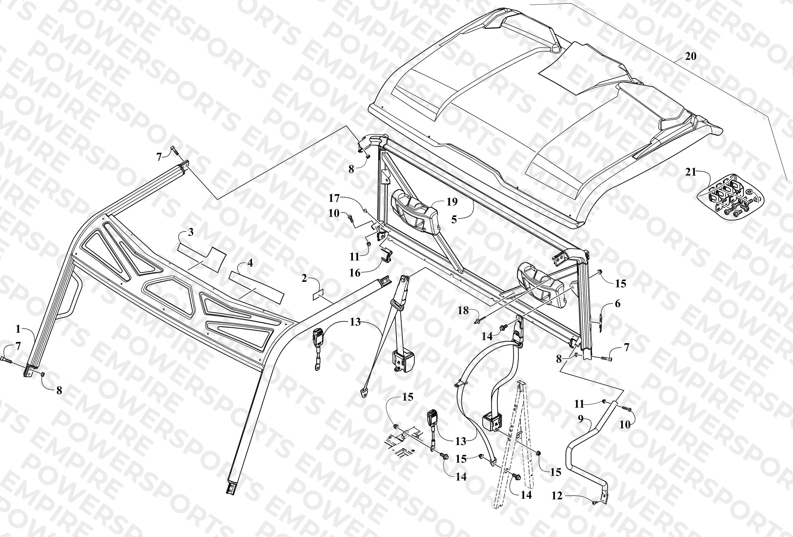 ROPS AND SEAT BELT ASSEMBLY