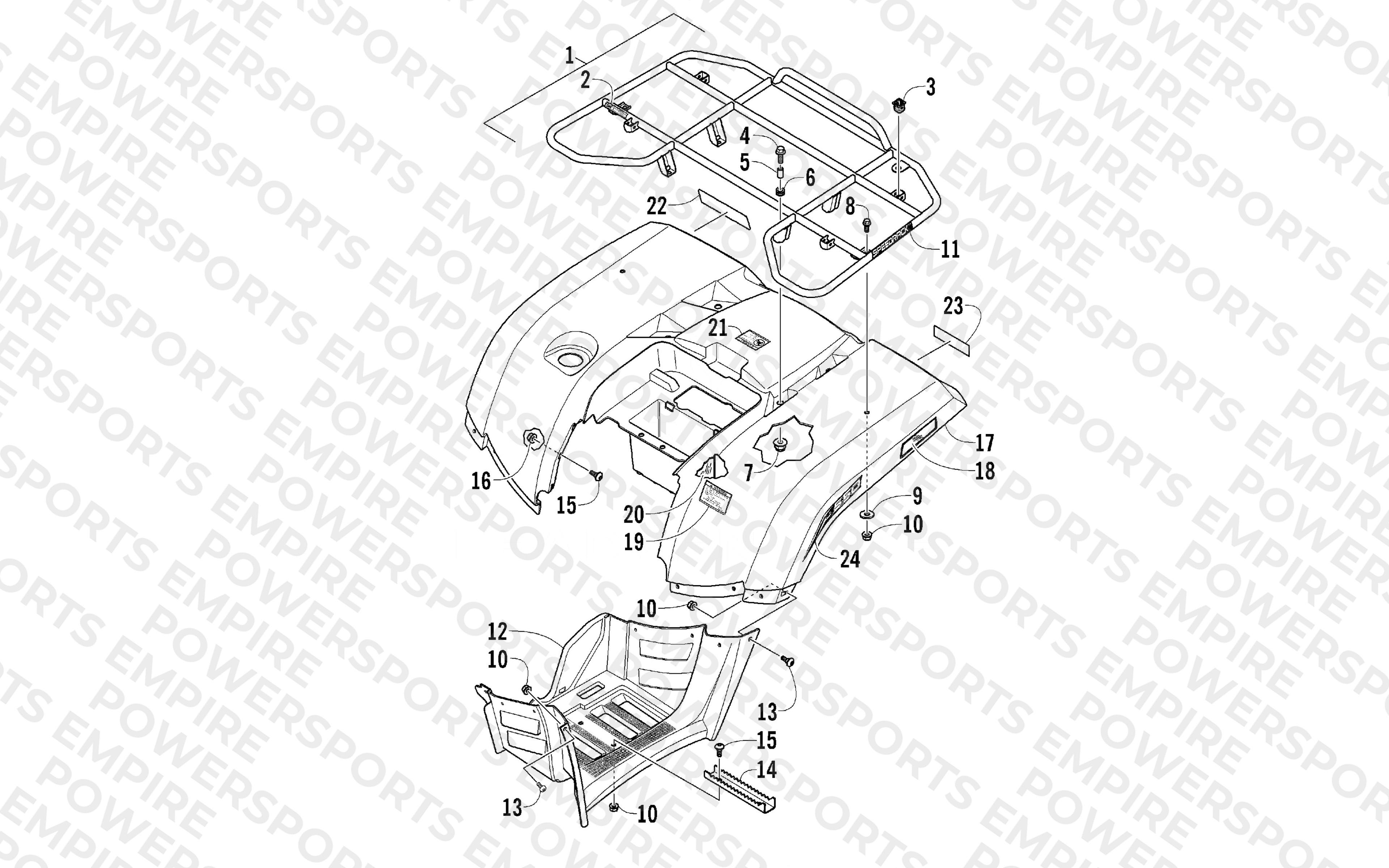 REAR RACK, BODY PANEL, AND FOOTWELL ASSEMBLIES