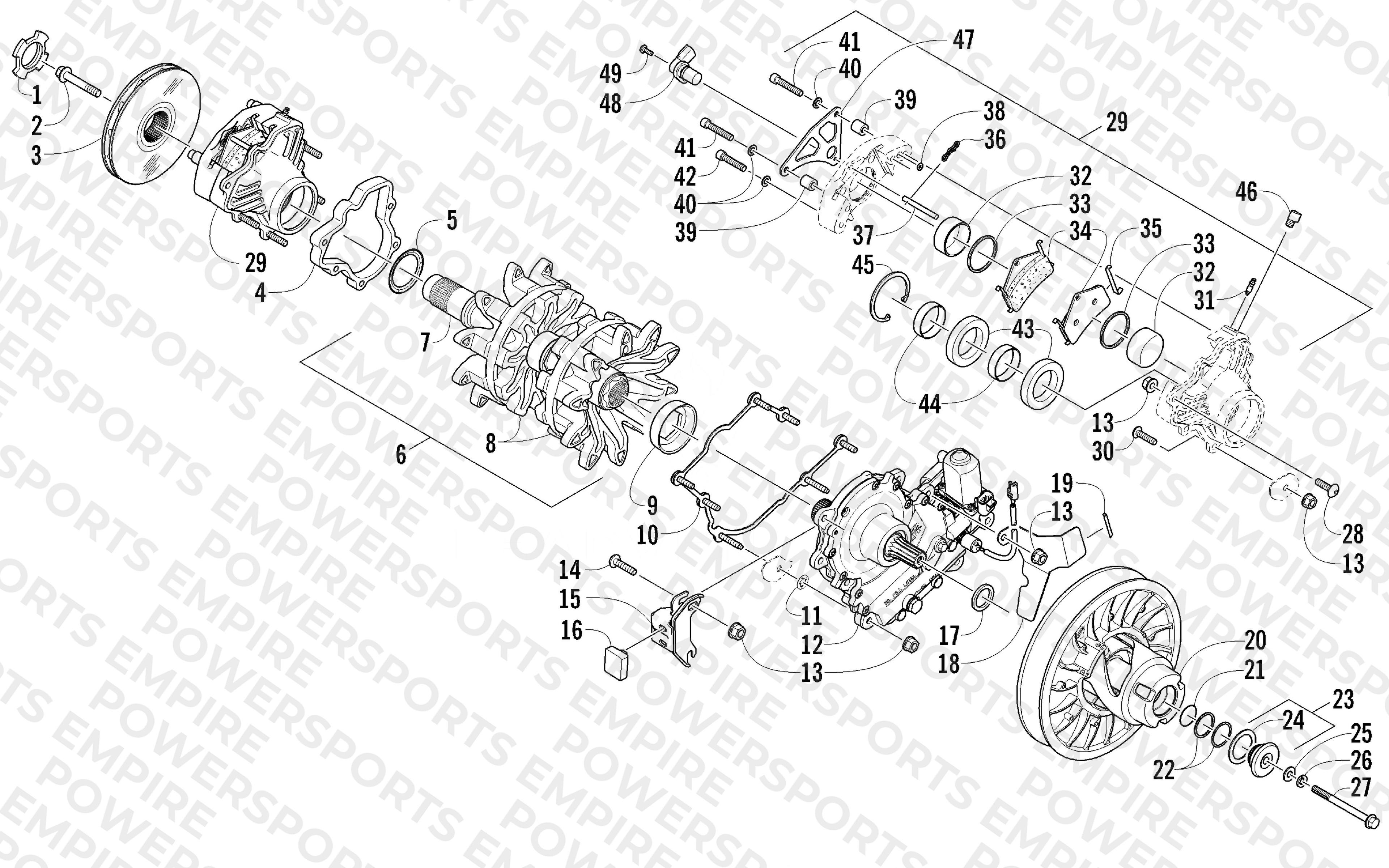 DRIVE TRAIN SHAFT AND BRAKE ASSEMBLIES