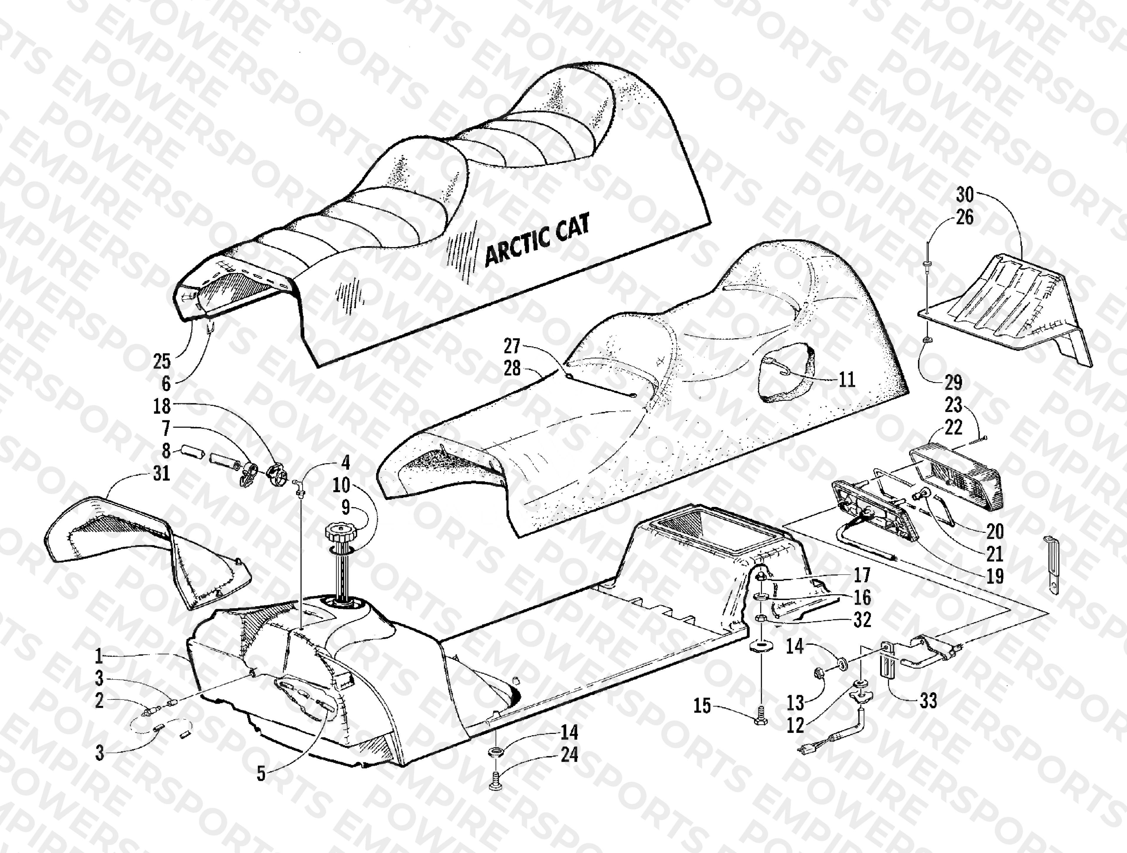 GAS TANK, SEAT AND TAILLIGHT ASSEMBLY