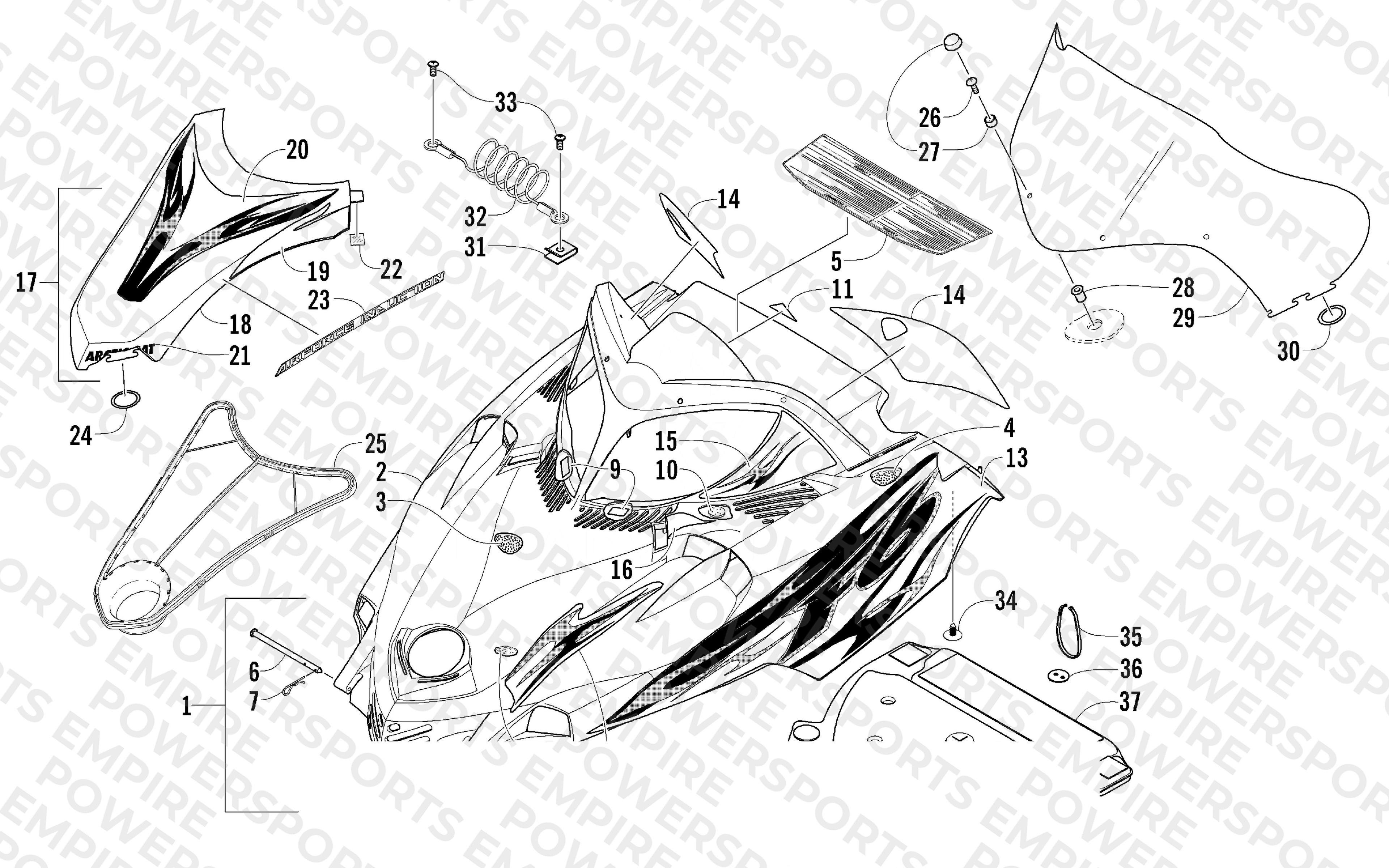 HOOD AND WINDSHIELD ASSEMBLY