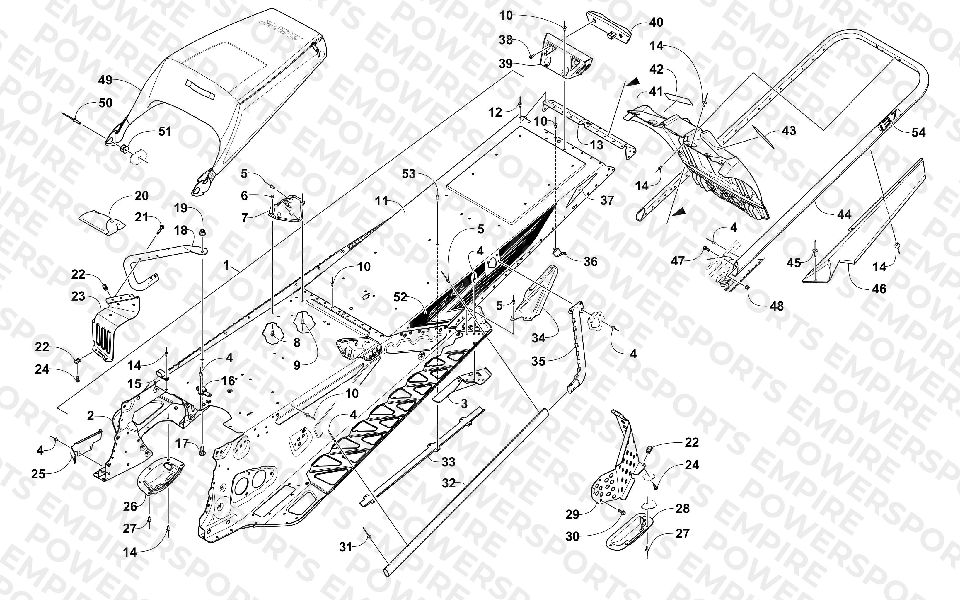TUNNEL, REAR BUMPER, AND SNOWFLAP ASSEMBLY
