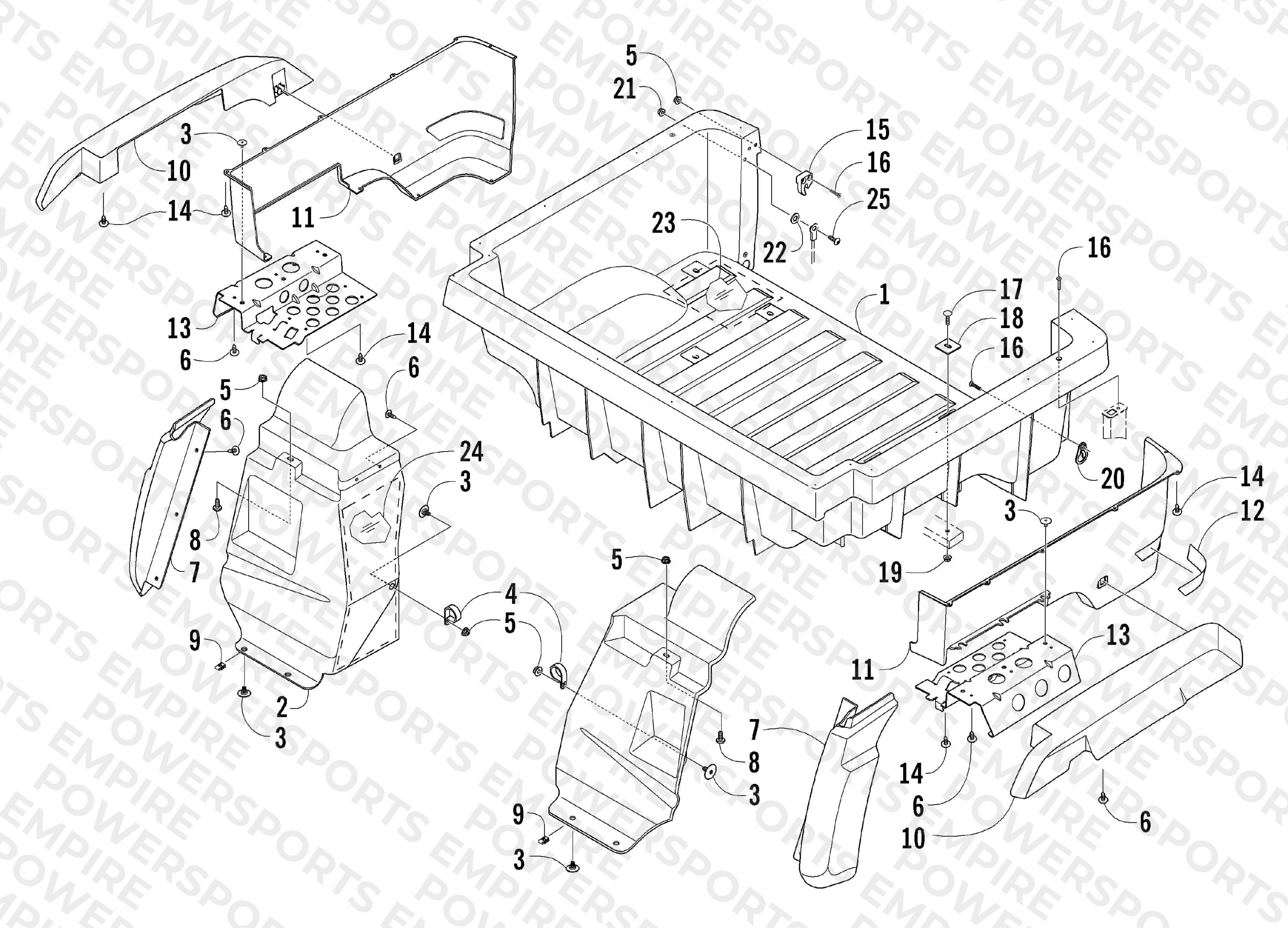 REAR BODY PANEL AND CARGO BOX ASSEMBLY
