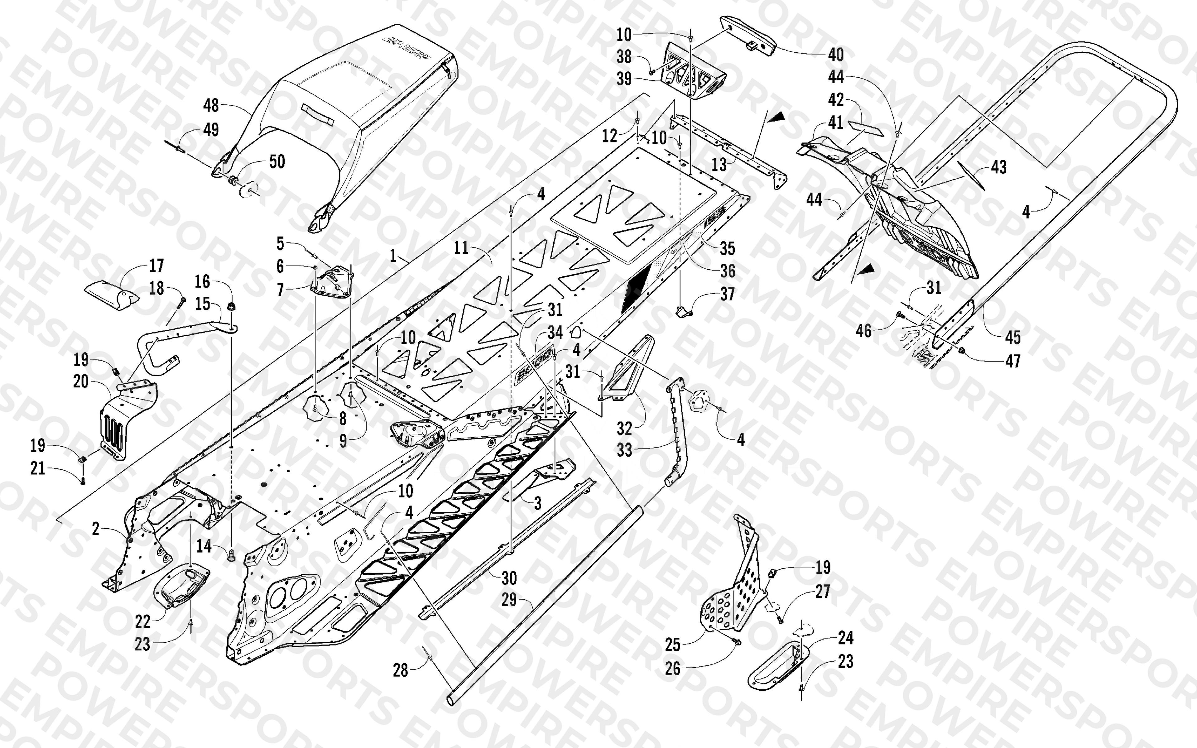 TUNNEL, REAR BUMPER, AND SNOWFLAP ASSEMBLY
