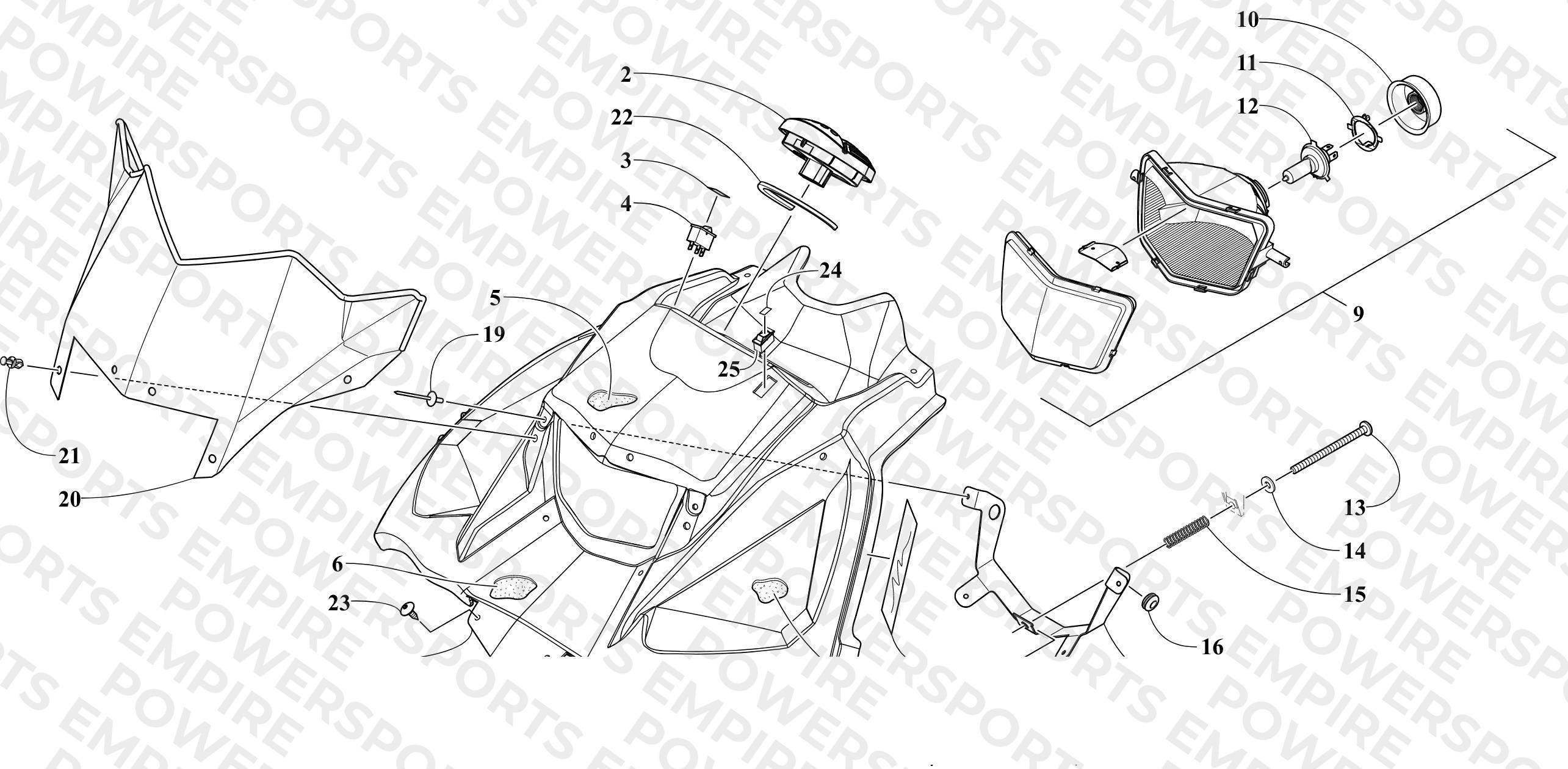HOOD, WINDSHIELD, AND INSTRUMENTS ASSEMBLIES