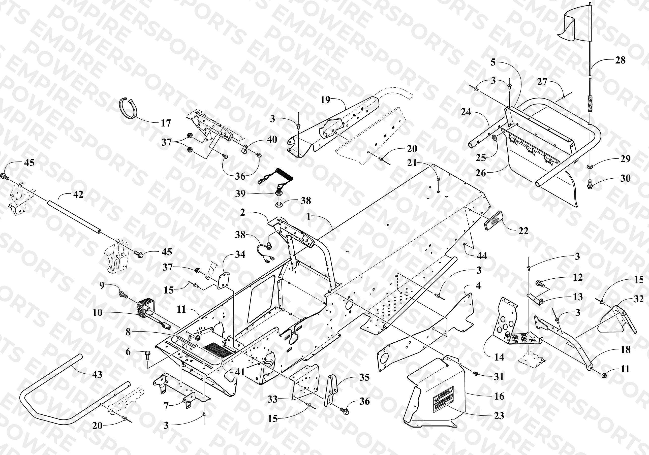 CHASSIS, FOOTREST, AND REAR BUMPER ASSEMBLY