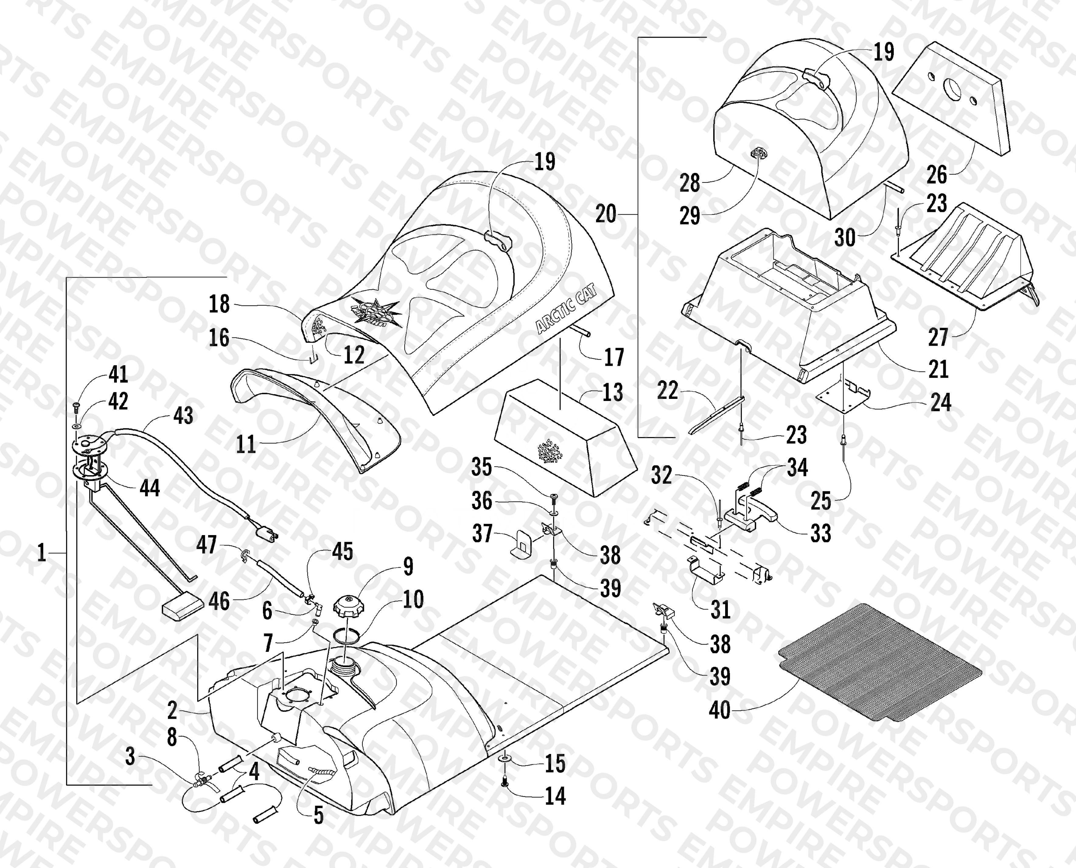 GAS TANK AND SEAT ASSEMBLY