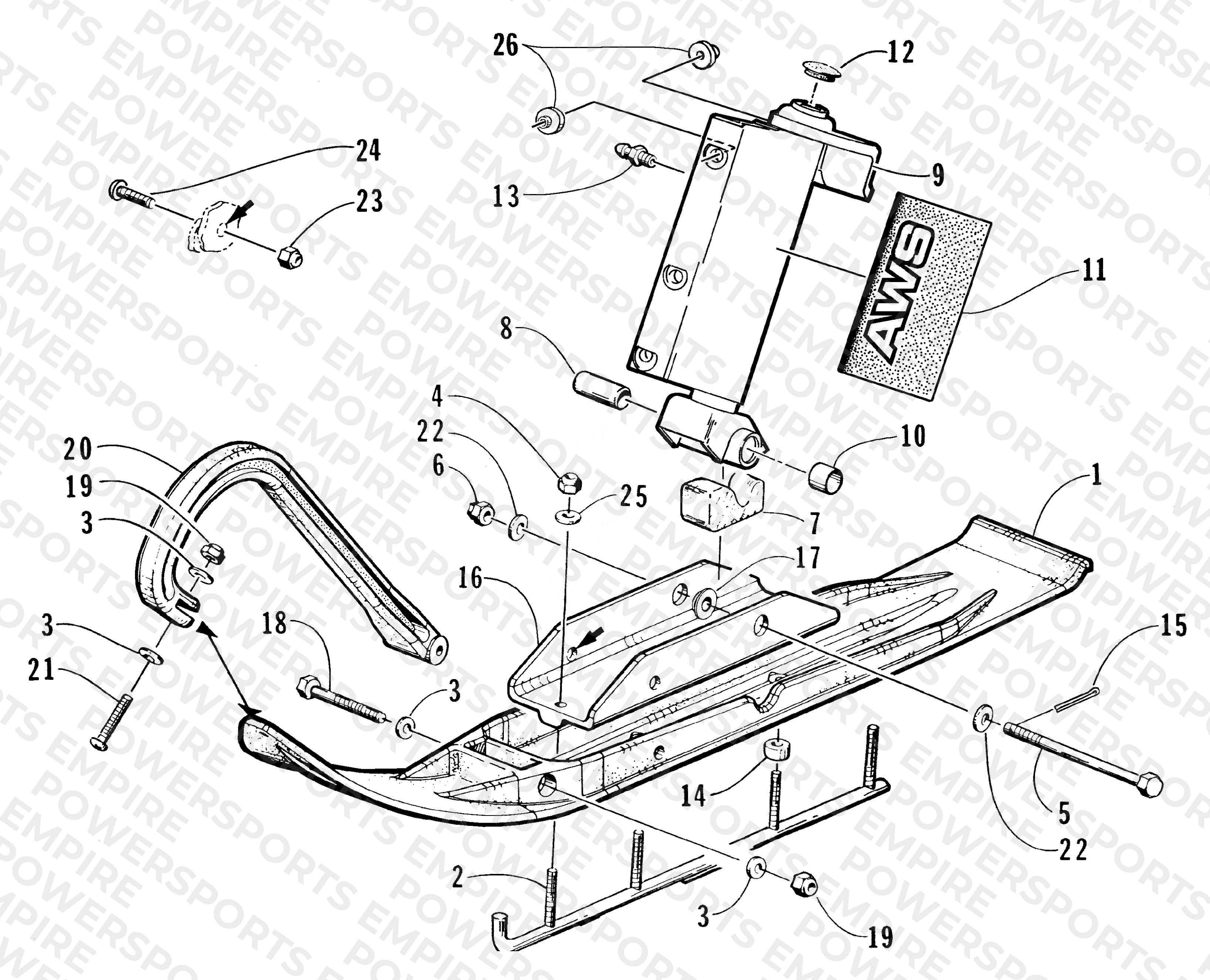 SKI AND SPINDLE ASSEMBLY