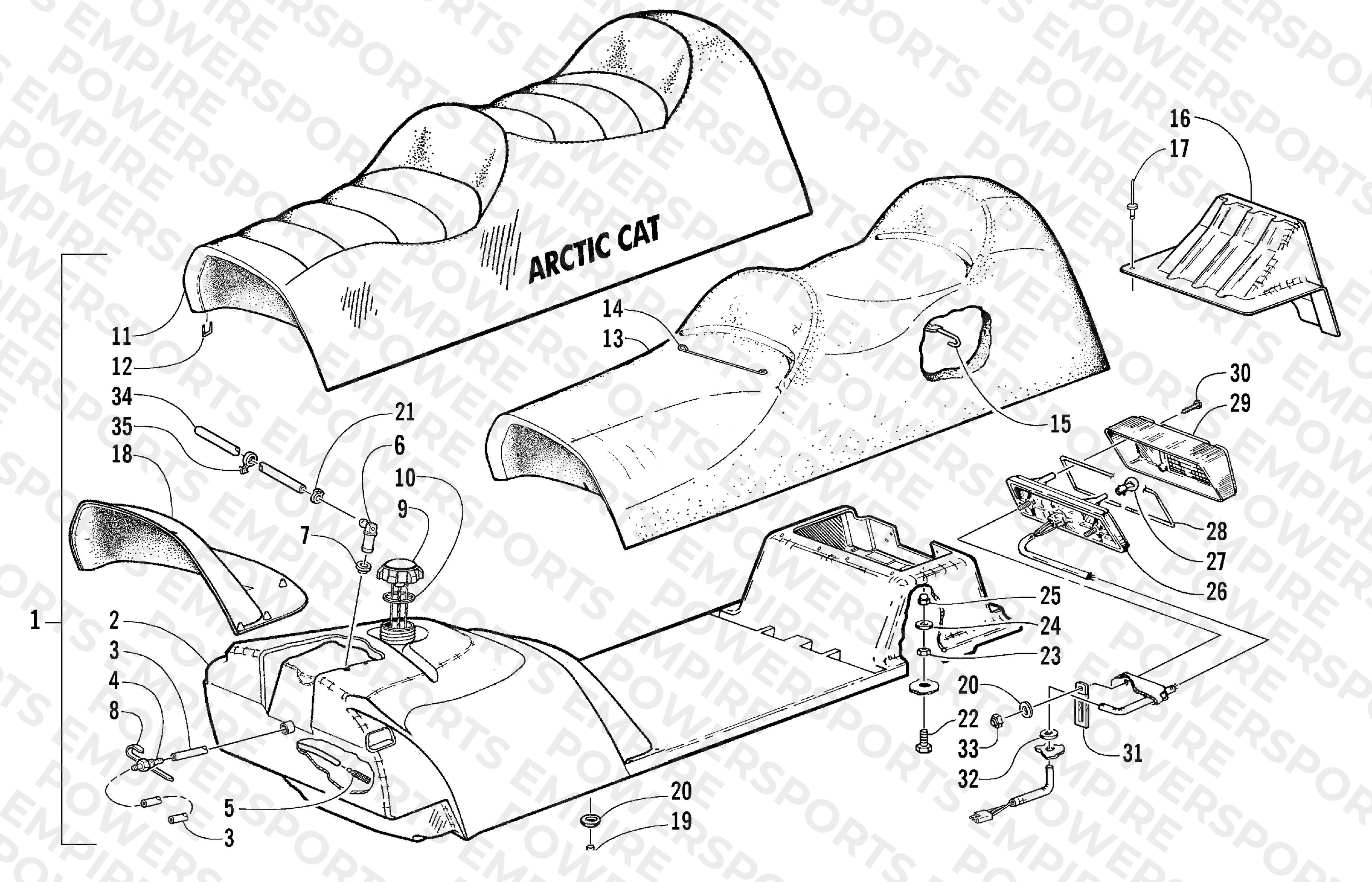 GAS TANK, SEAT, AND TAILLIGHT ASSEMBLY