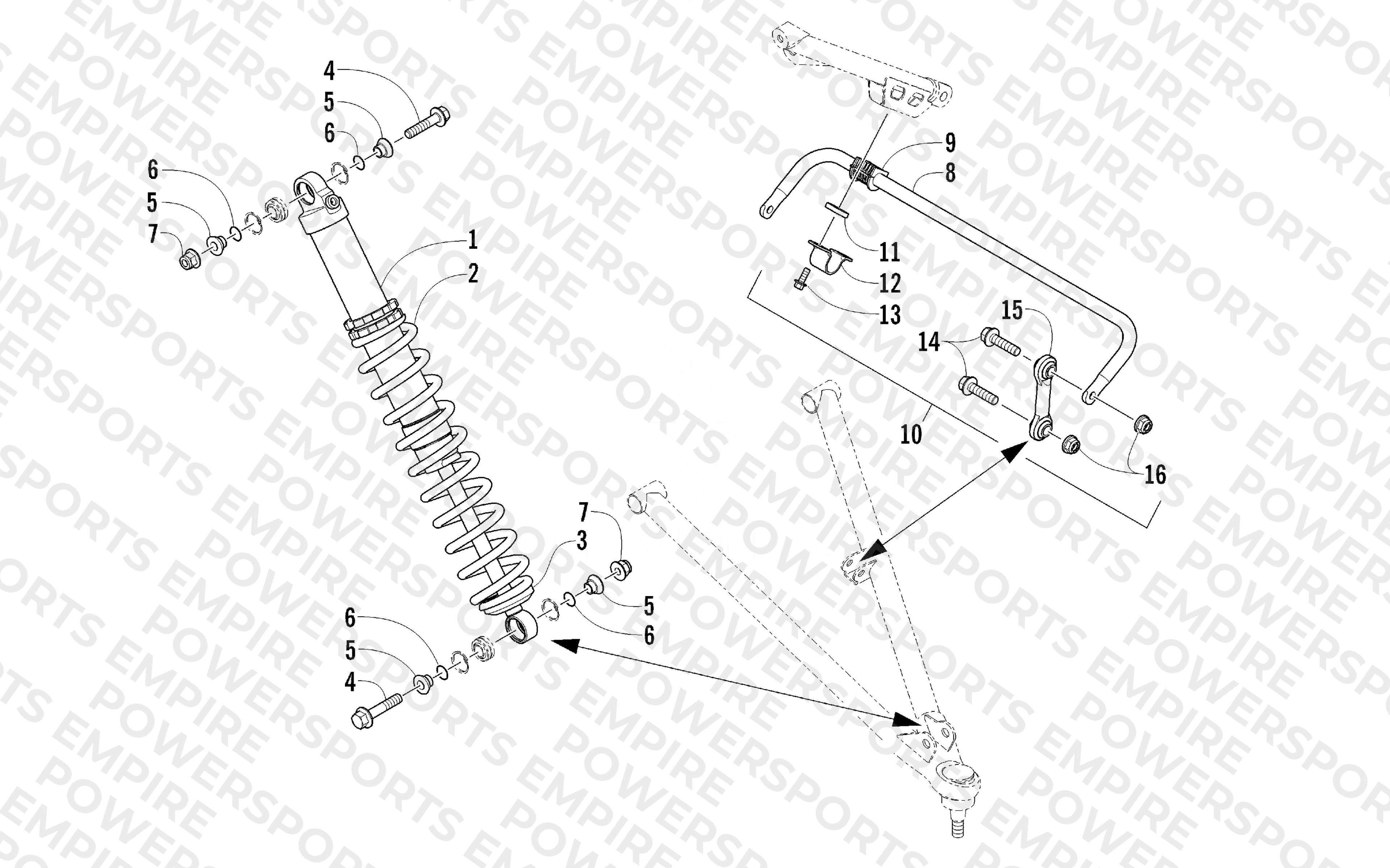 SHOCK ABSORBER AND SWAY BAR ASSEMBLY
