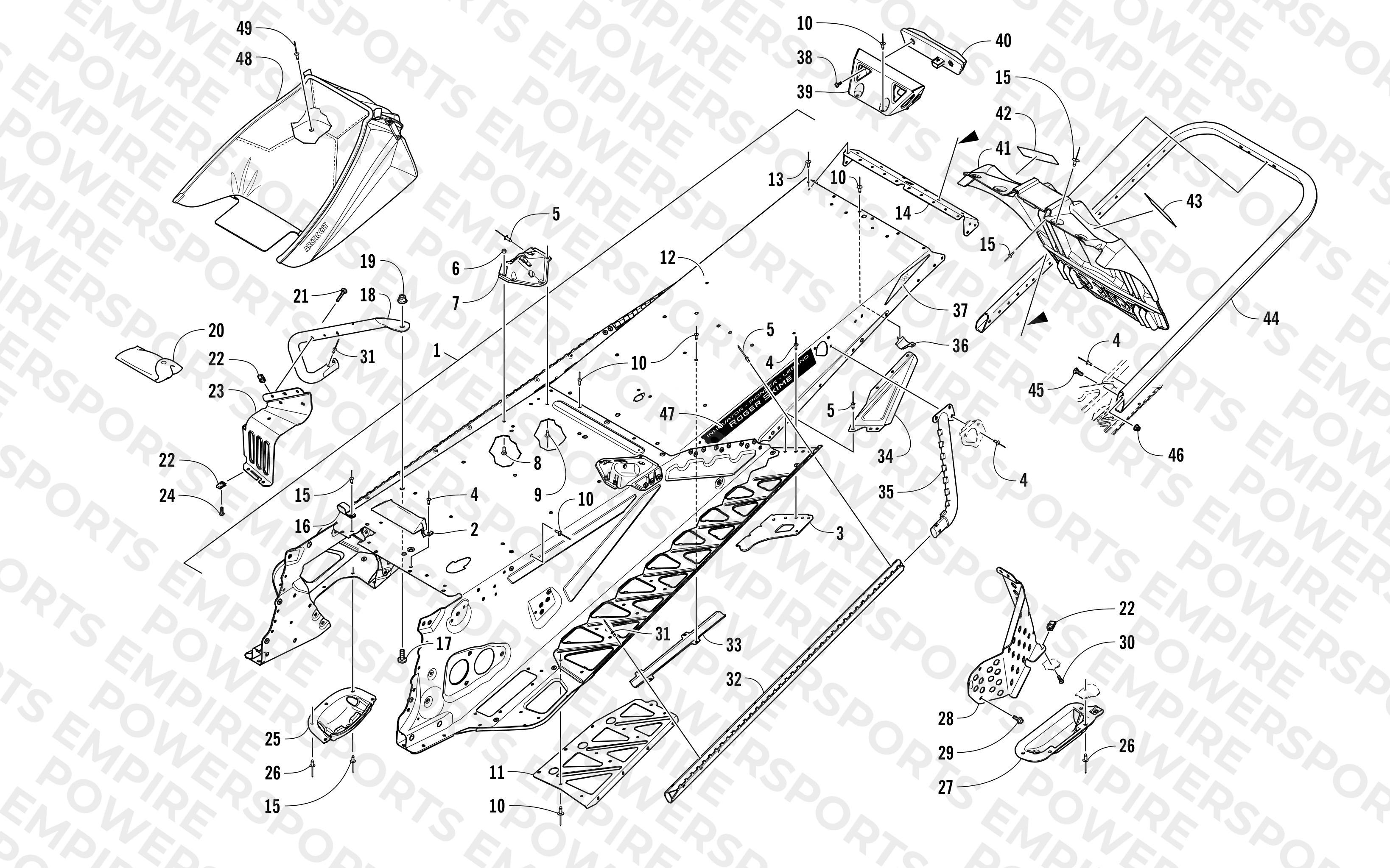 TUNNEL, REAR BUMPER, AND SNOWFLAP ASSEMBLY