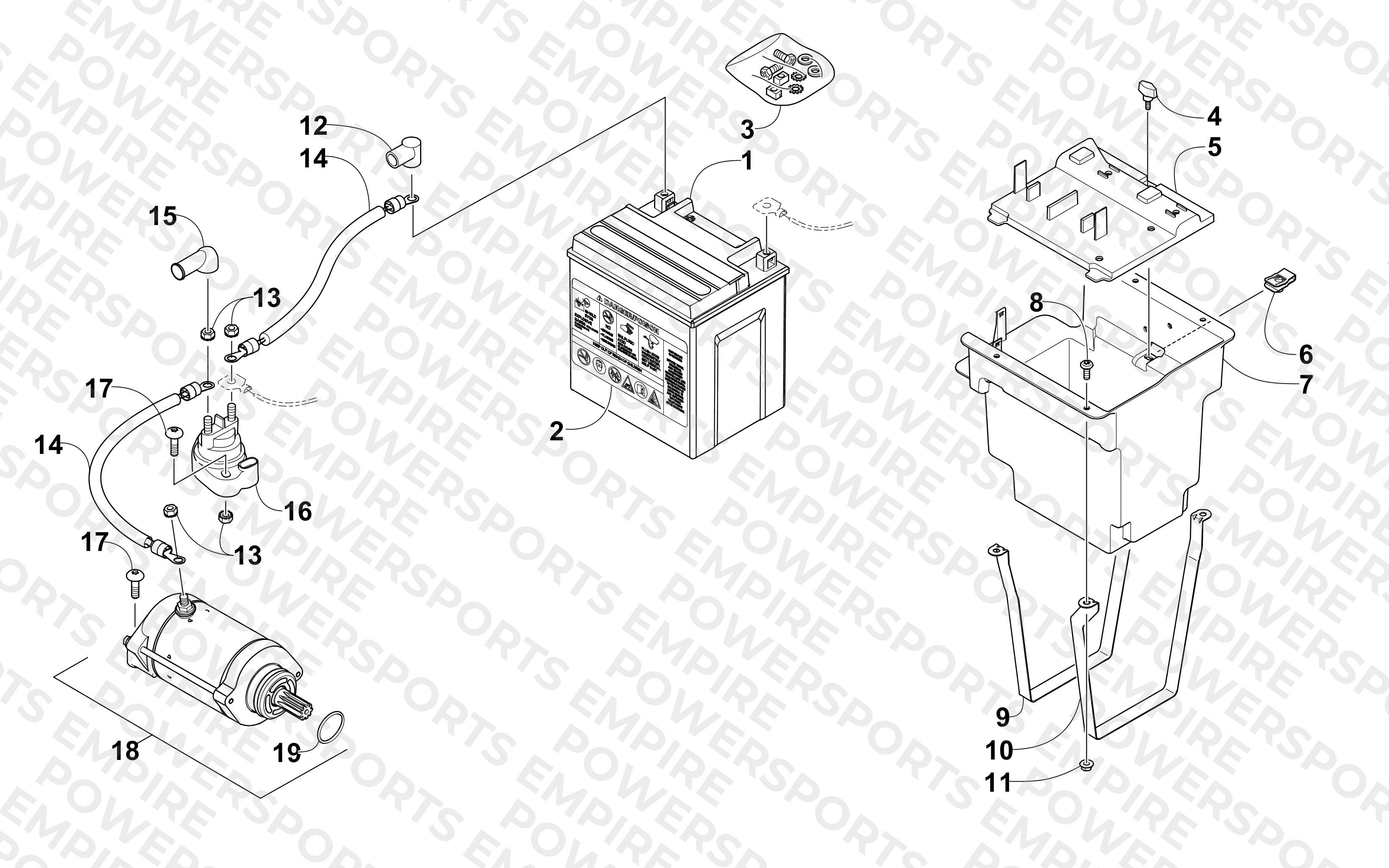 BATTERY AND STARTER MOTOR ASSEMBLY