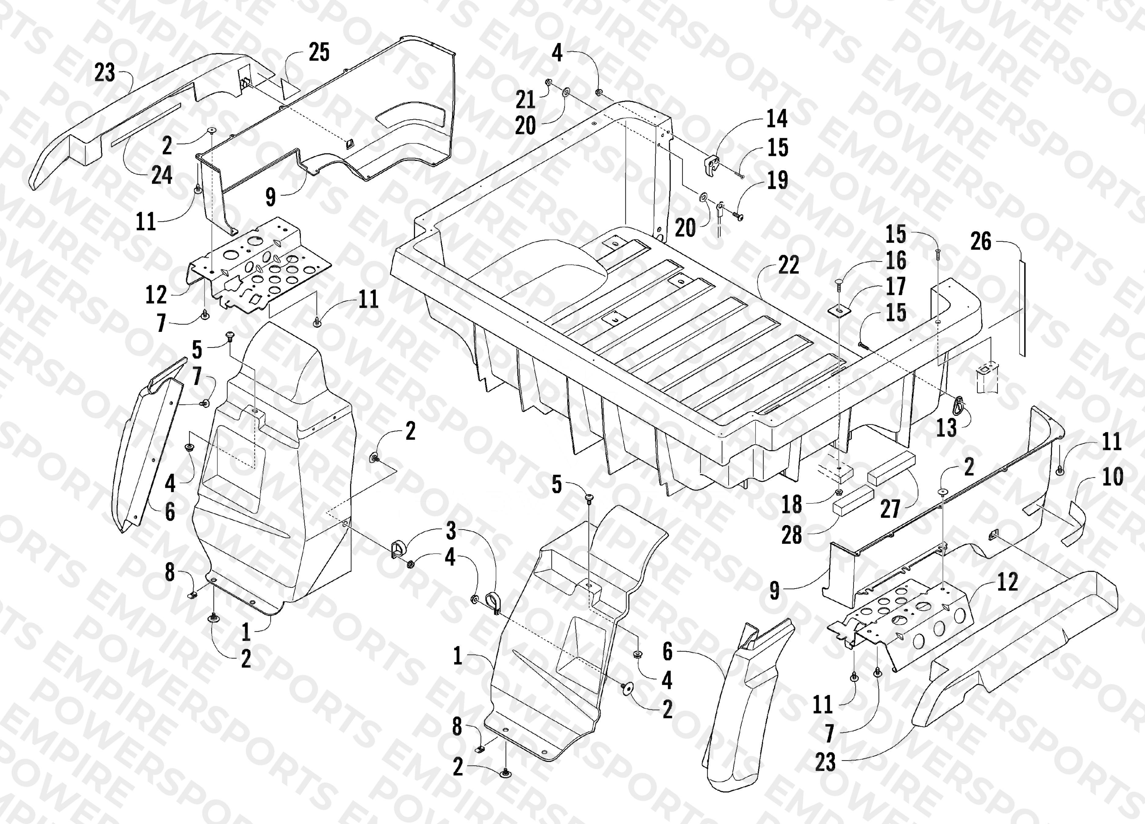REAR BODY PANEL AND CARGO BOX ASSEMBLY