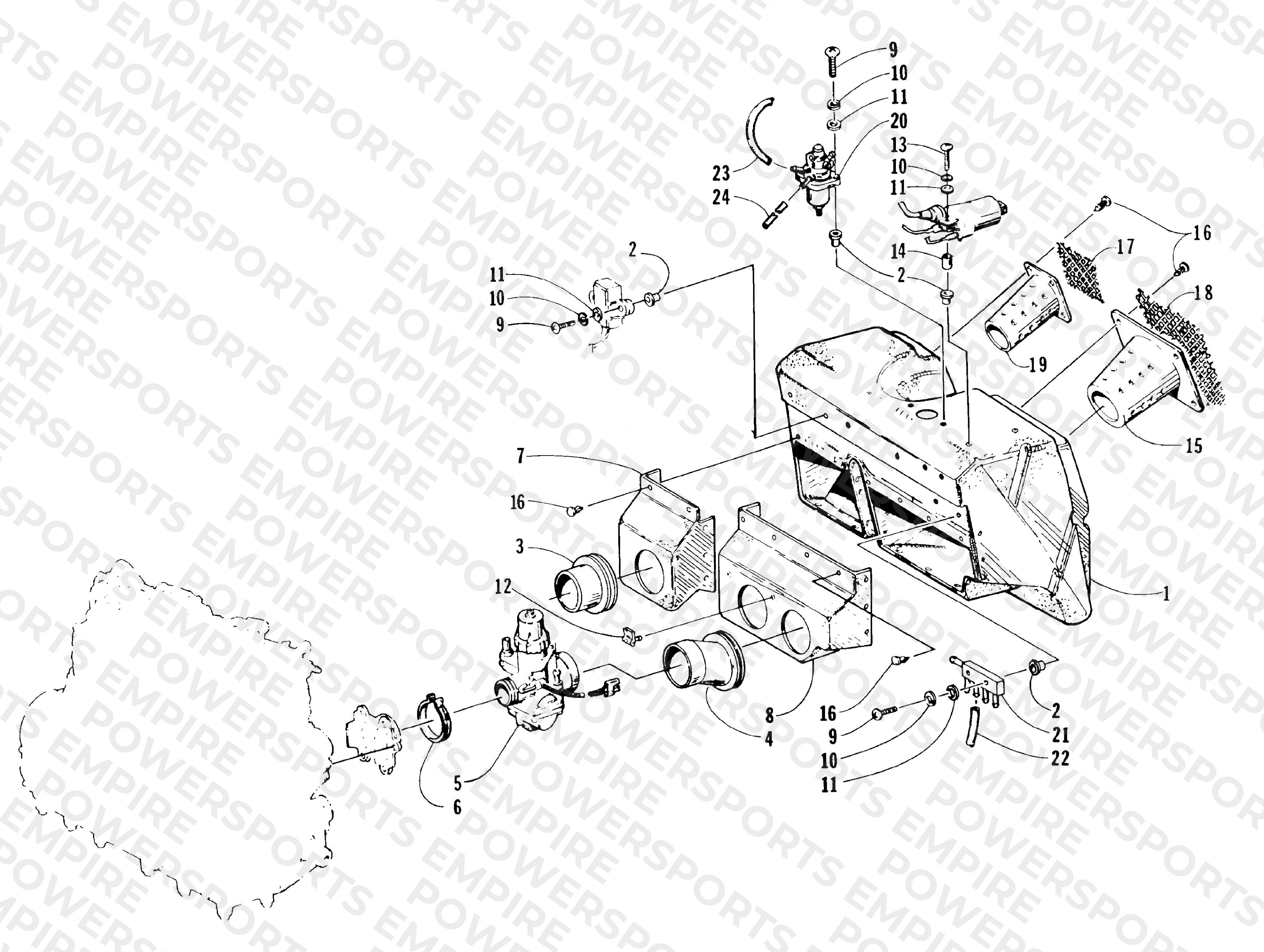 CARBURETOR AND AIR SILENCER ASSEMBLY