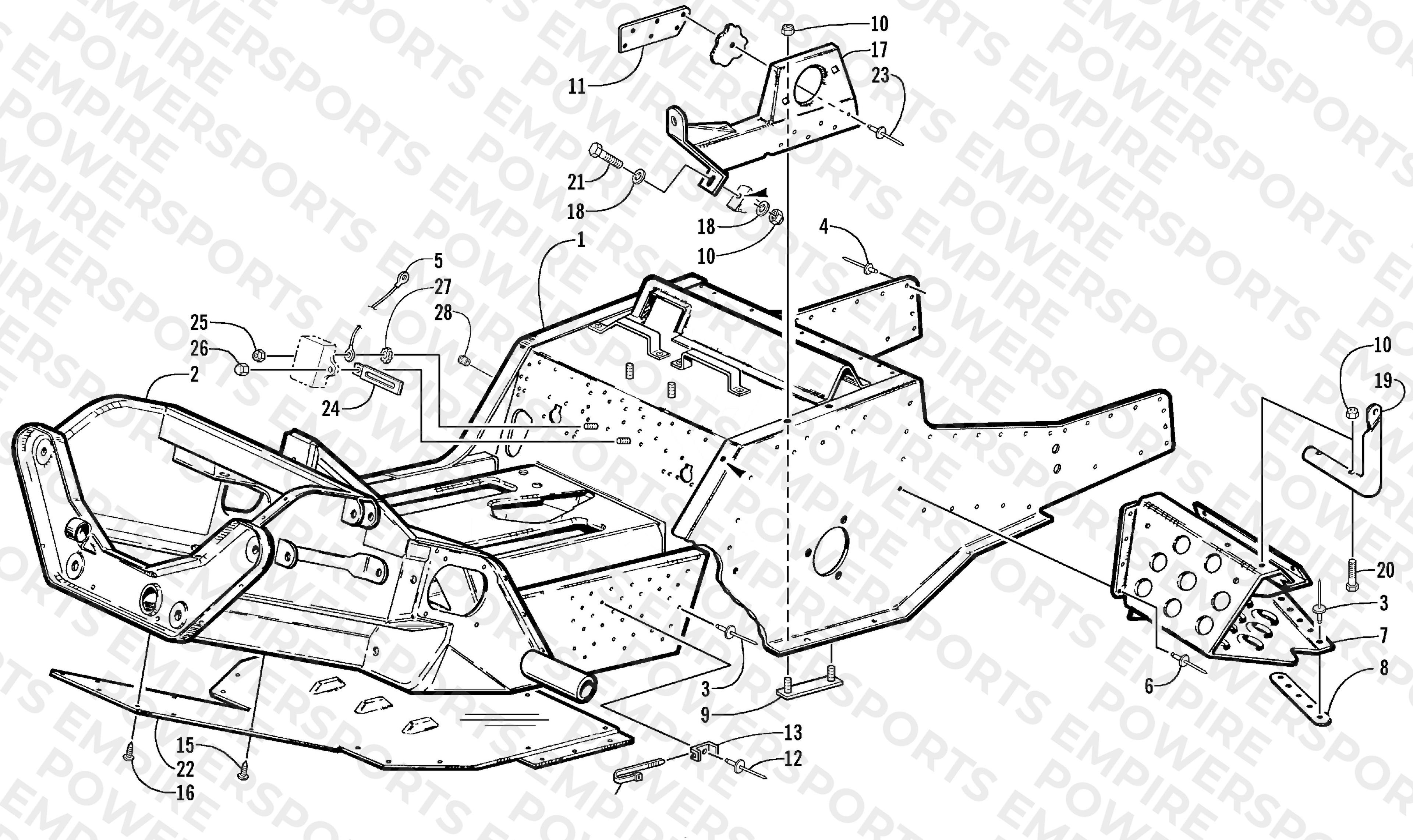 FRONT FRAME AND FOOTREST ASSEMBLY