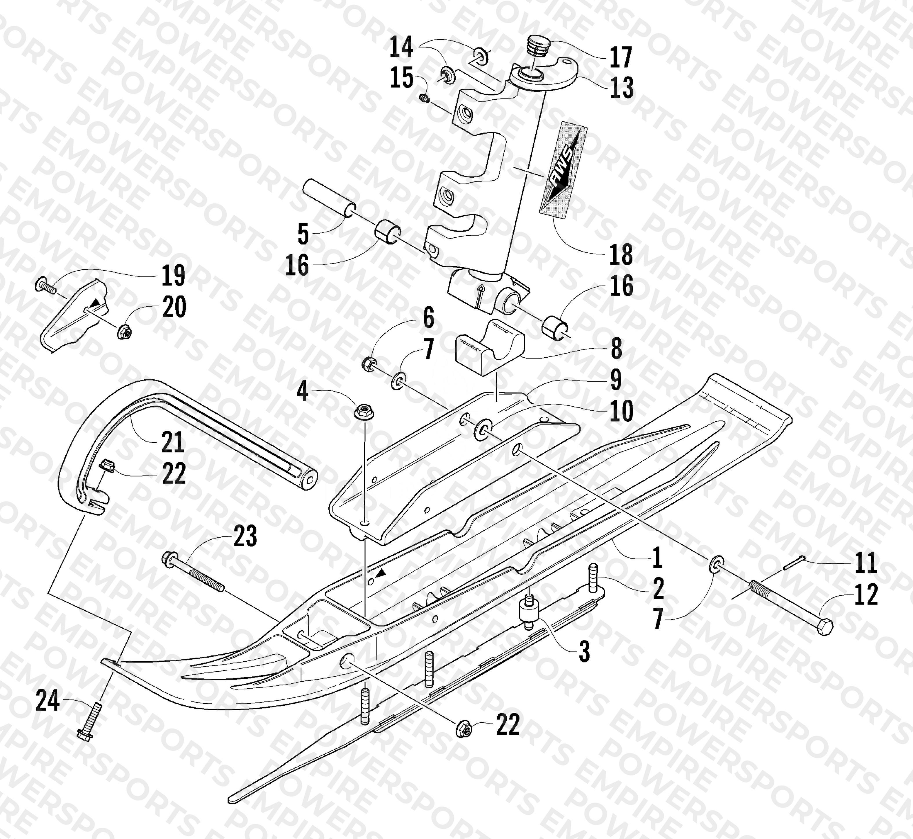SKI AND SPINDLE ASSEMBLY