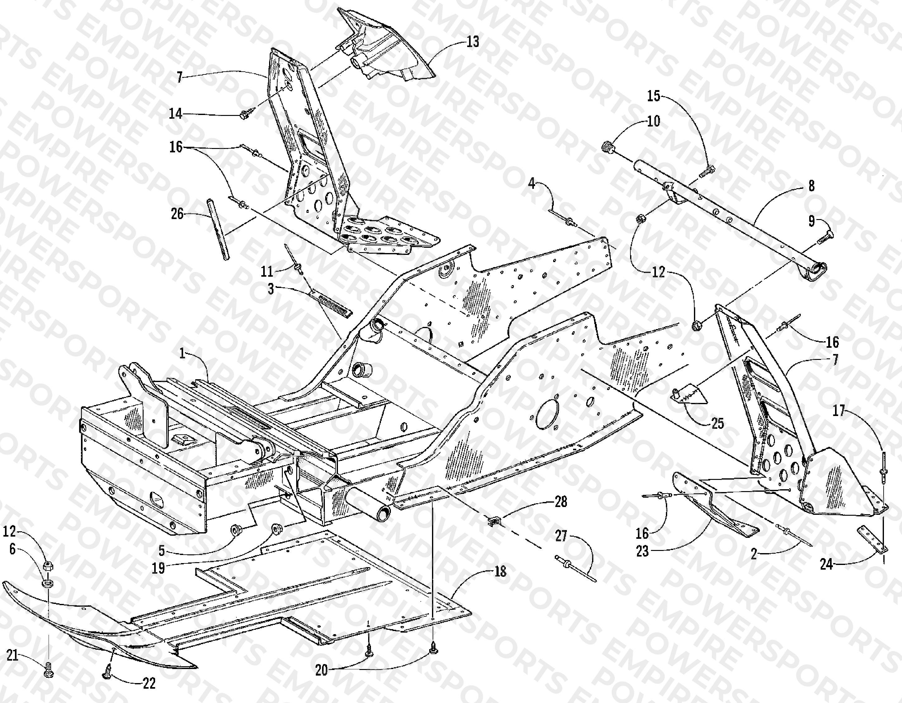 FRONT FRAME AND FOOTREST ASSEMBLY