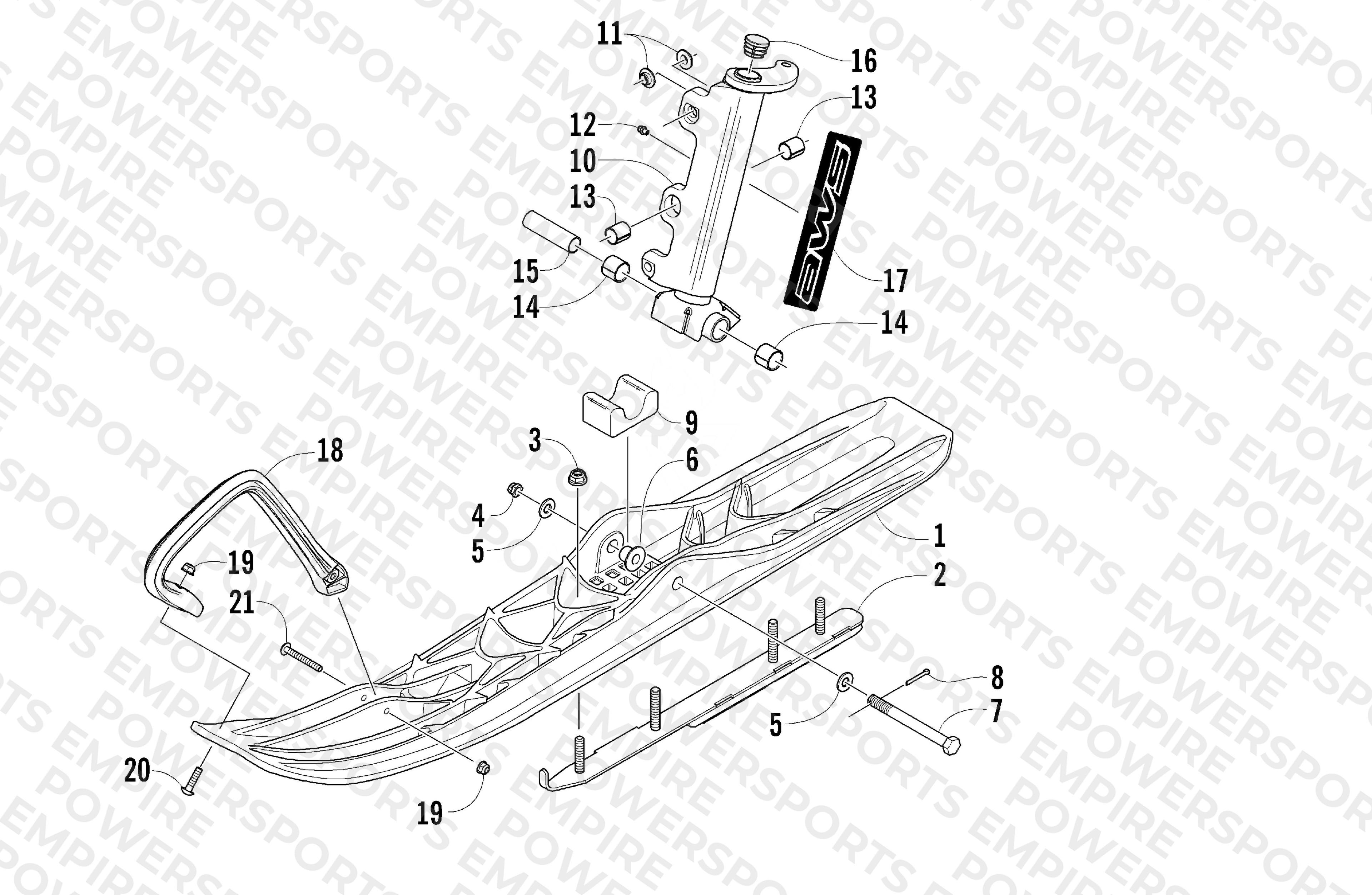 SKI AND SPINDLE ASSEMBLY