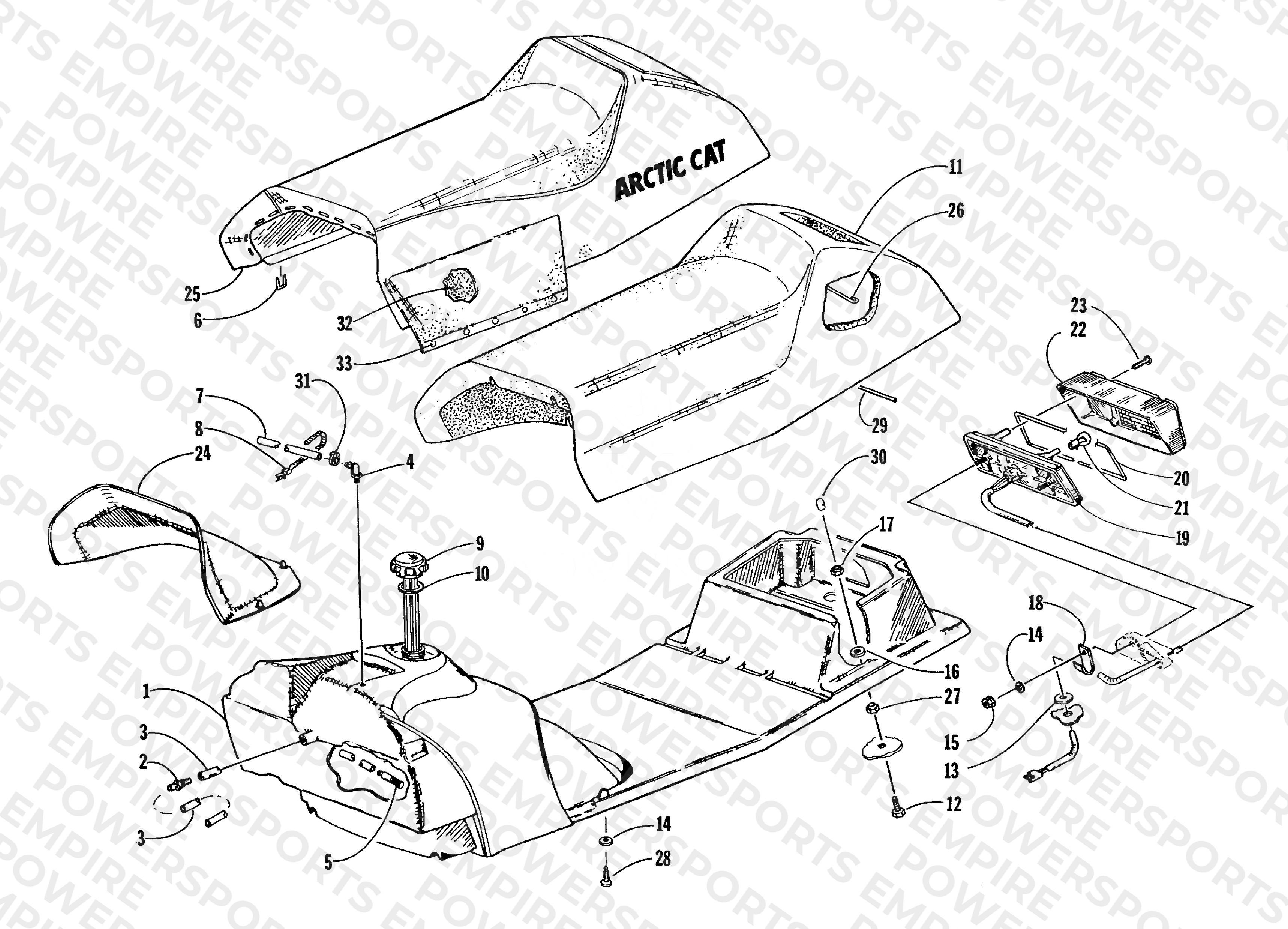 GAS TANK, SEAT AND TAILLIGHT ASSEMBLY
