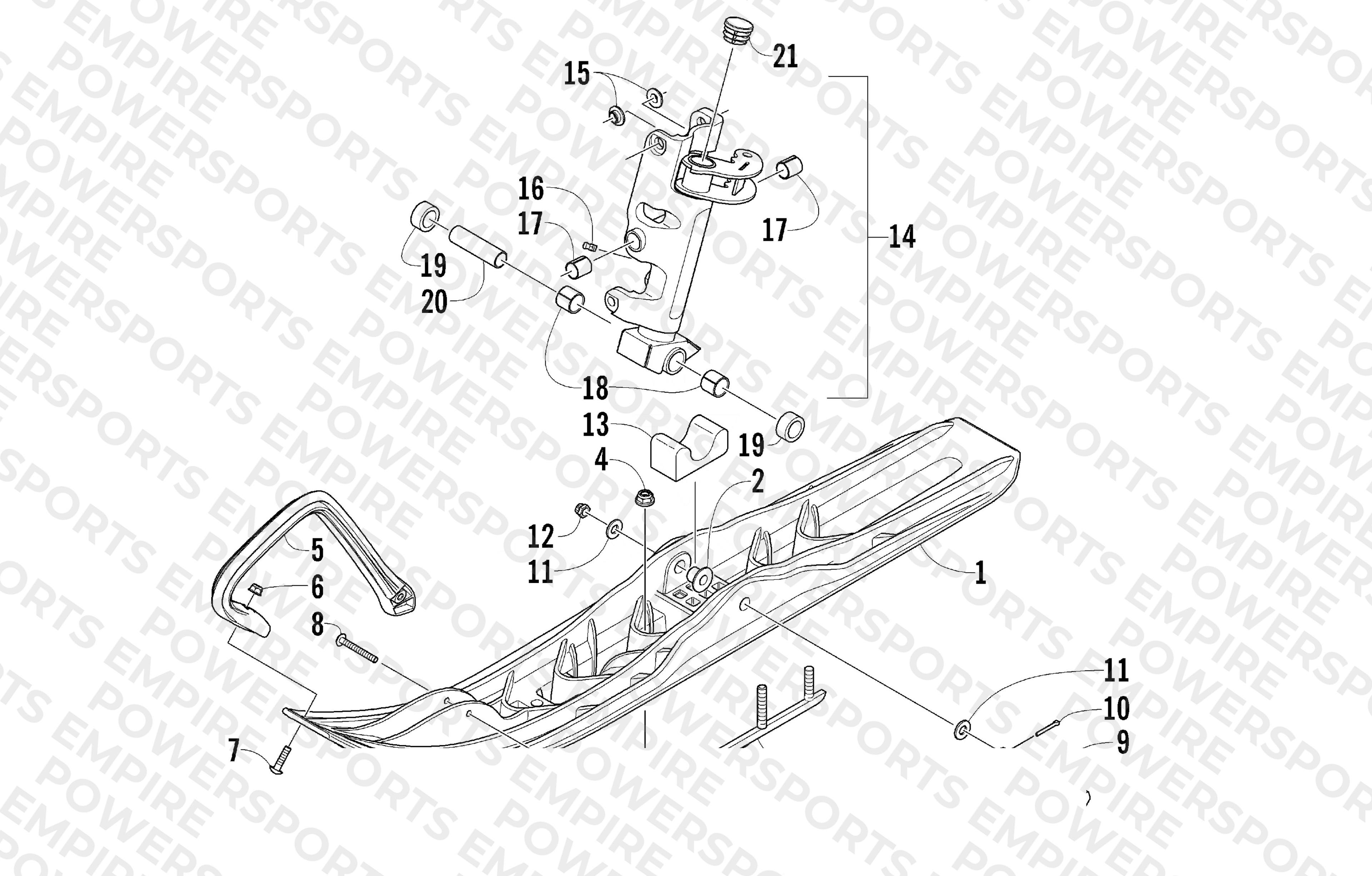 SKI AND SPINDLE ASSEMBLY