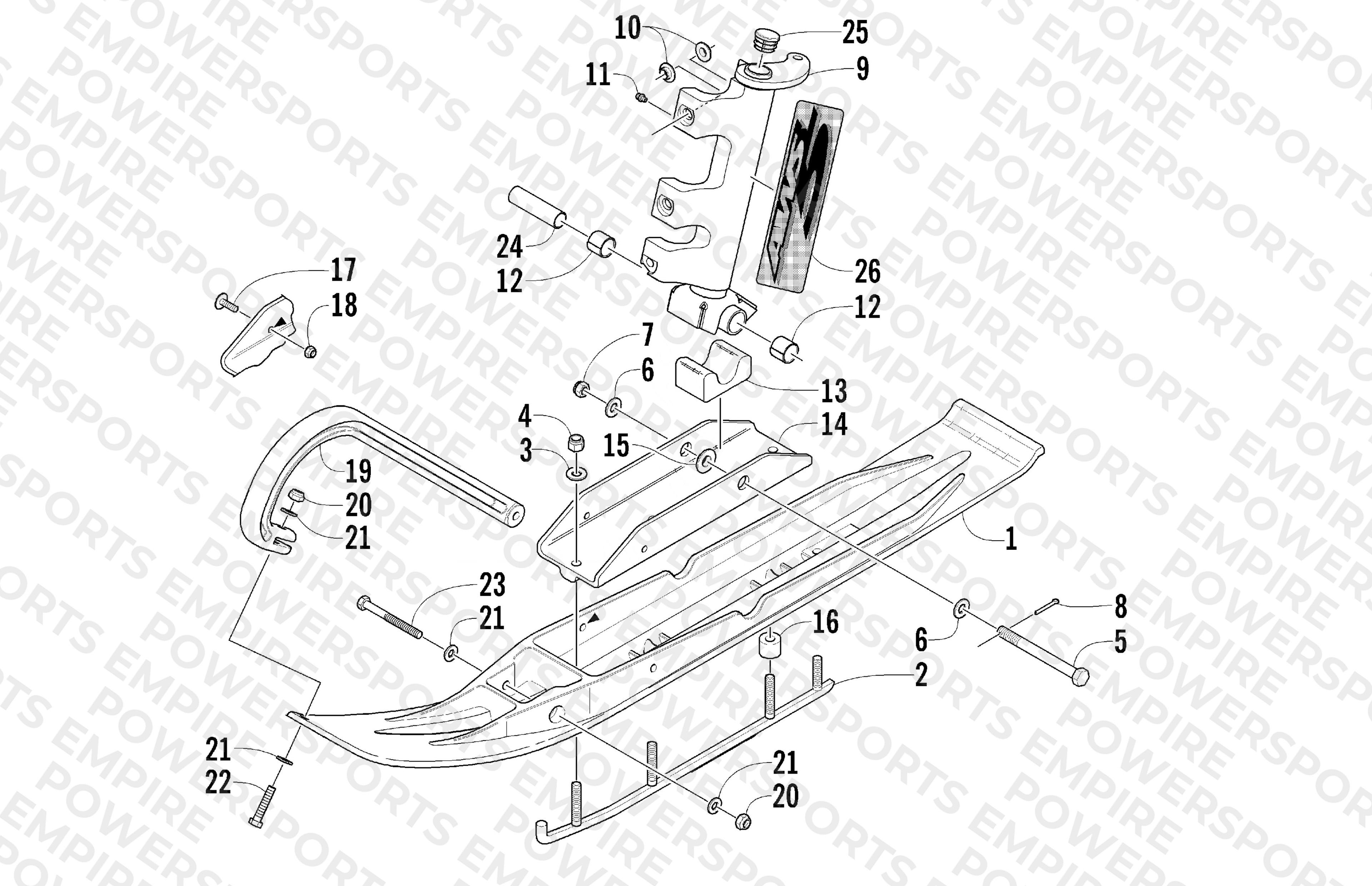 SKI AND SPINDLE ASSEMBLY