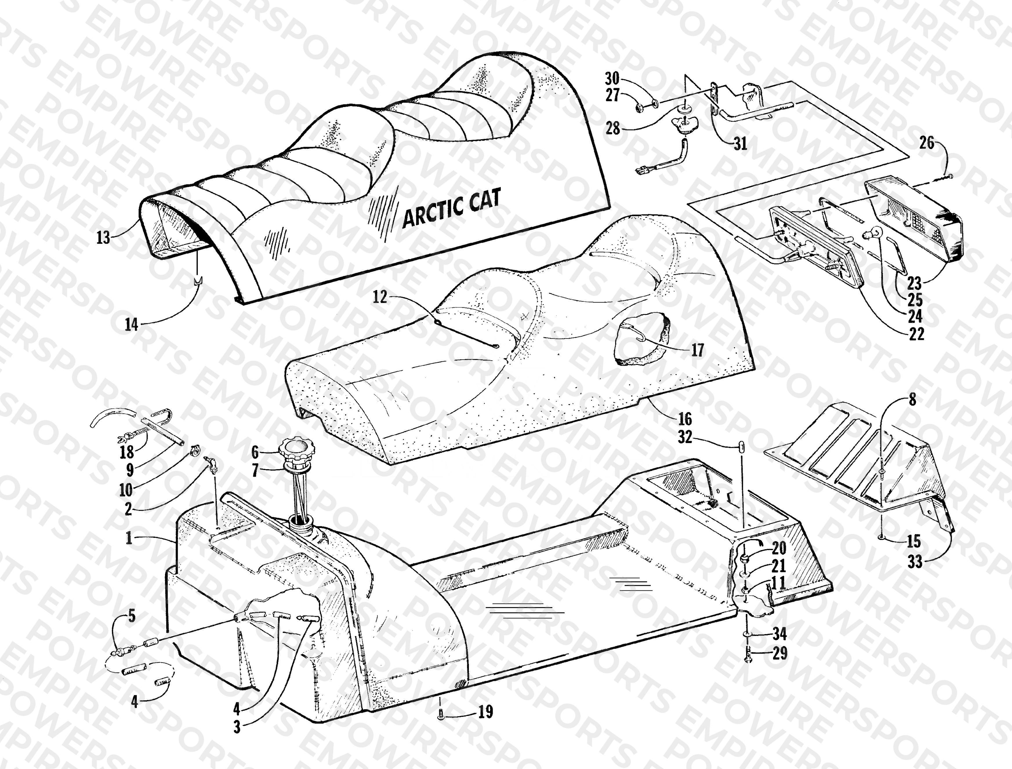 GAS TANK, SEAT, AND TAILLIGHT ASSEMBLY