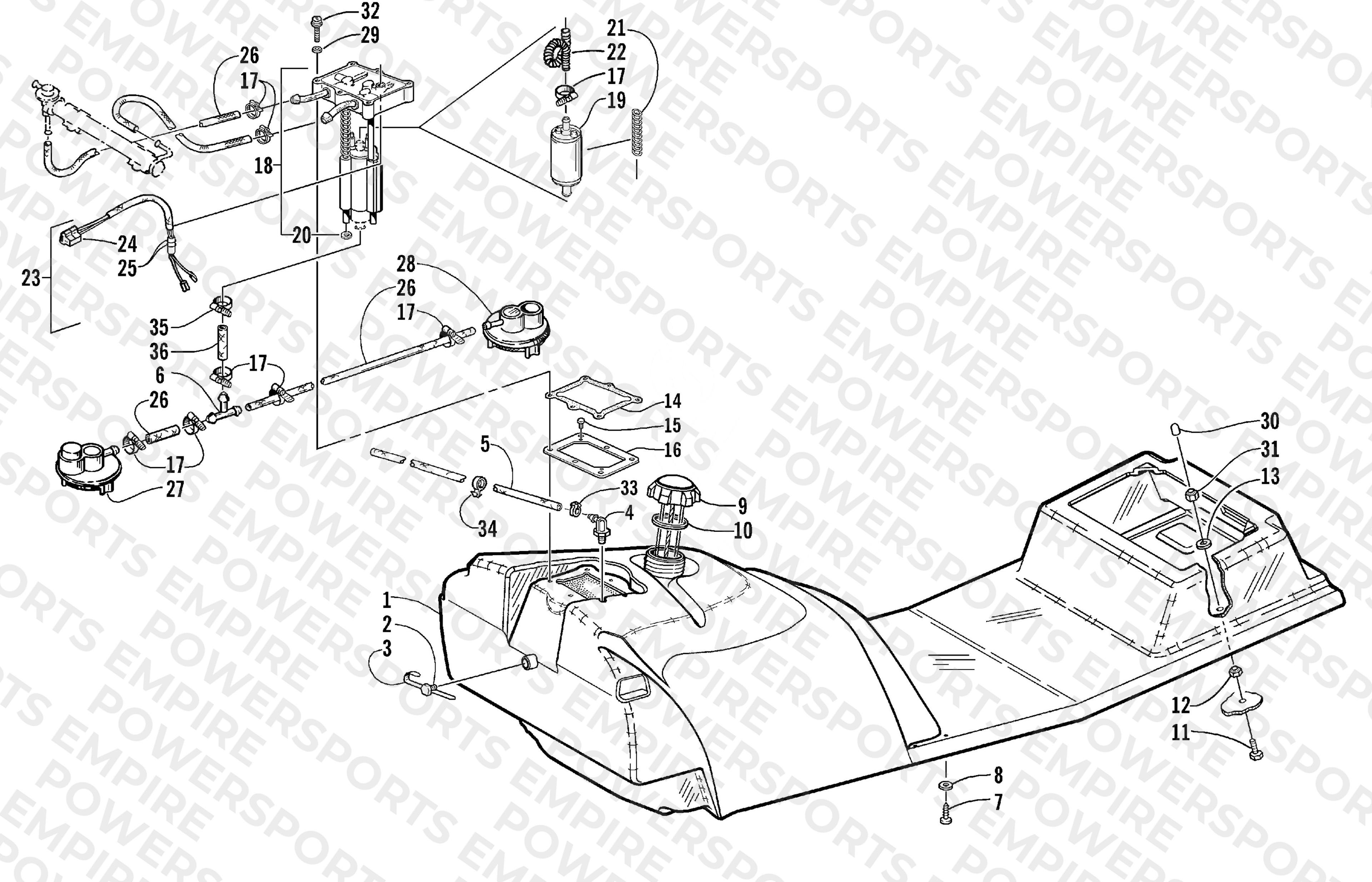 GAS TANK AND FUEL PUMP ASSEMBLIES