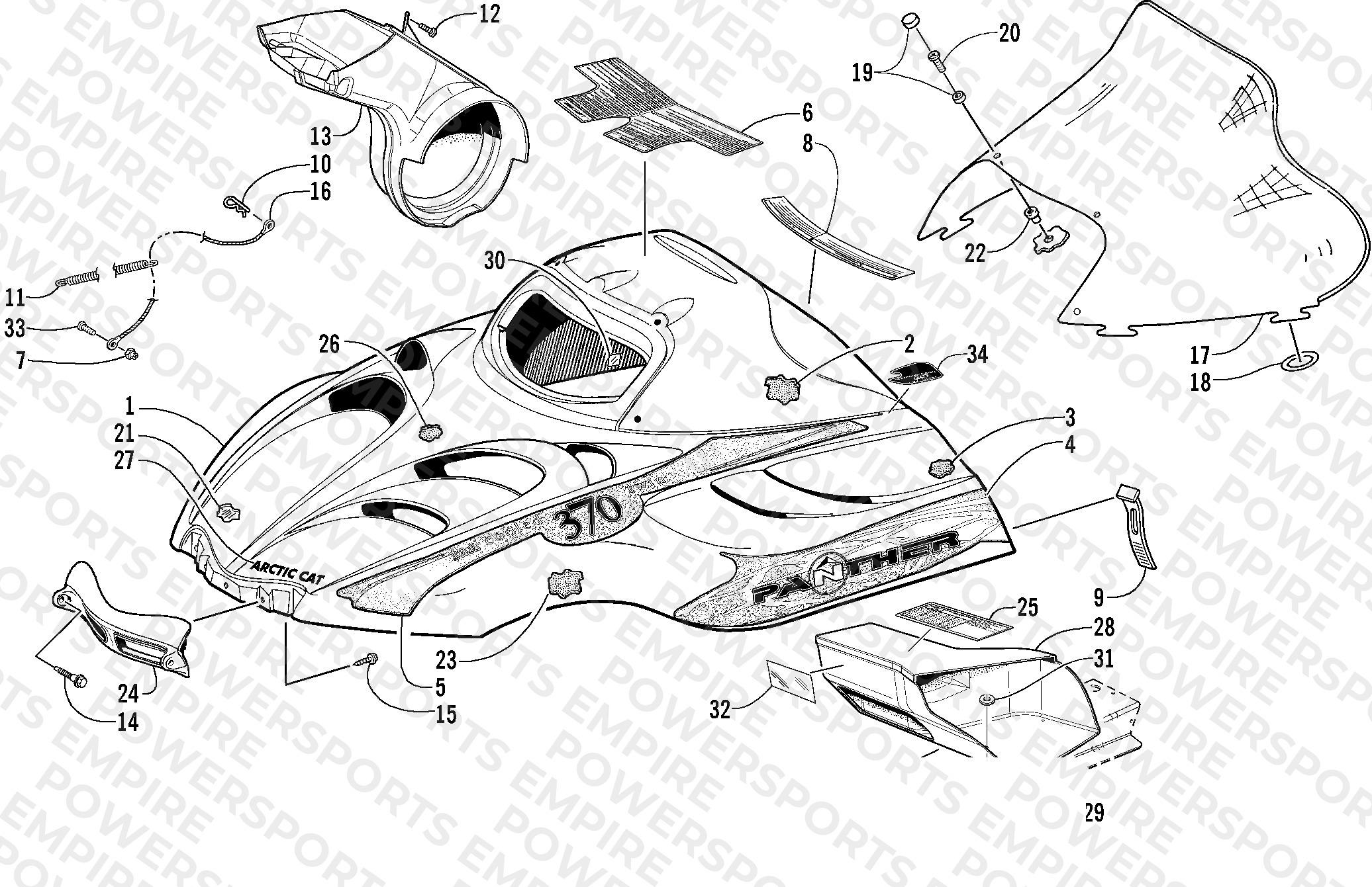 HOOD AND WINDSHIELD ASSEMBLY