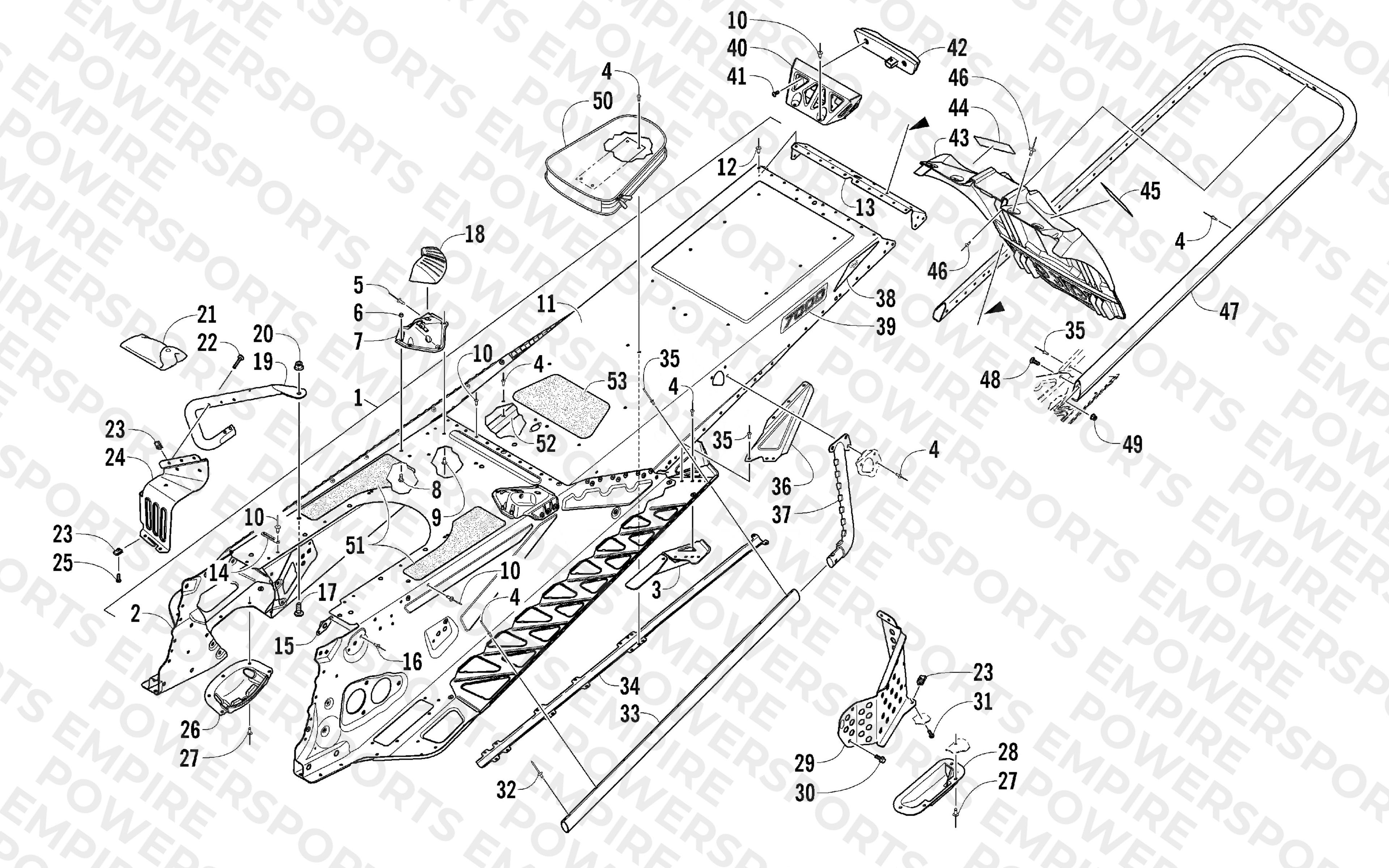 TUNNEL, REAR BUMPER, AND SNOWFLAP ASSEMBLY