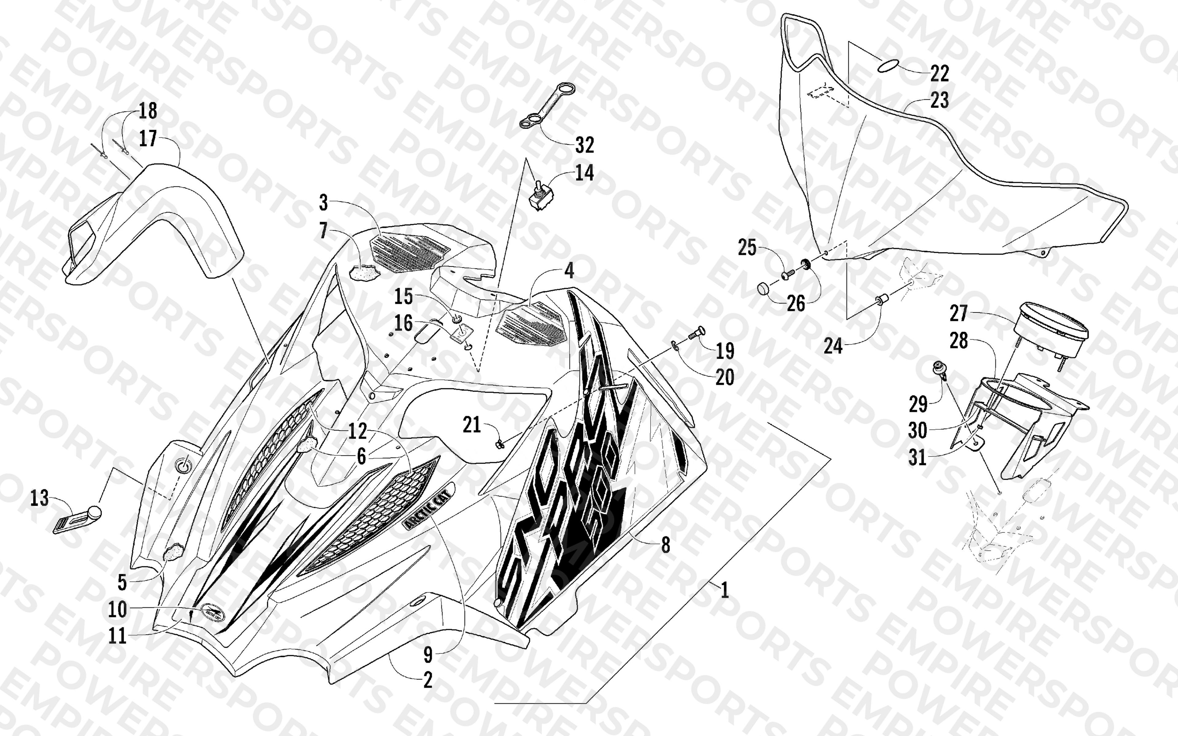 HOOD AND WINDSHIELD ASSEMBLY