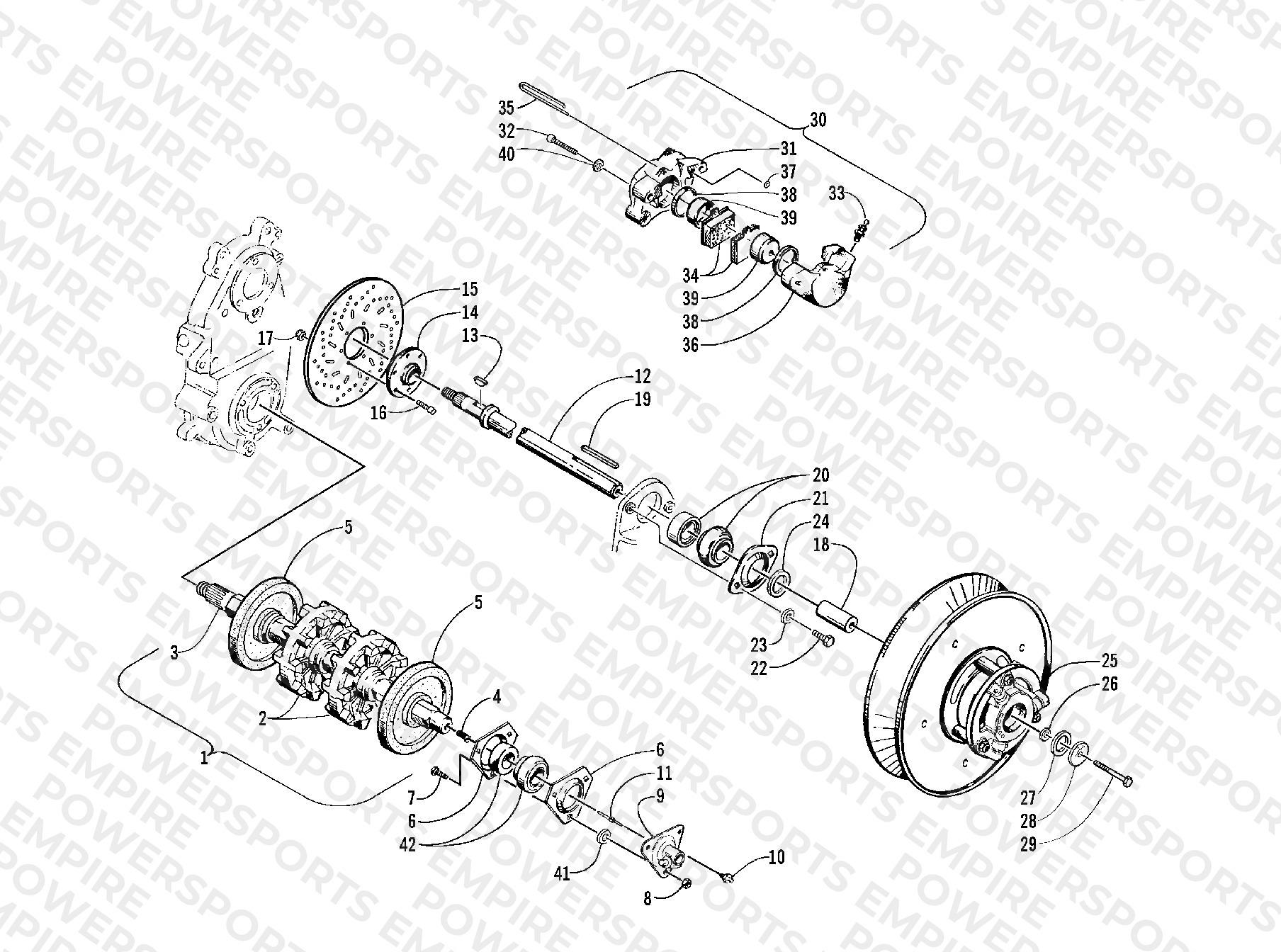 DRIVE TRAIN SHAFTS AND BRAKE ASSEMBLIES