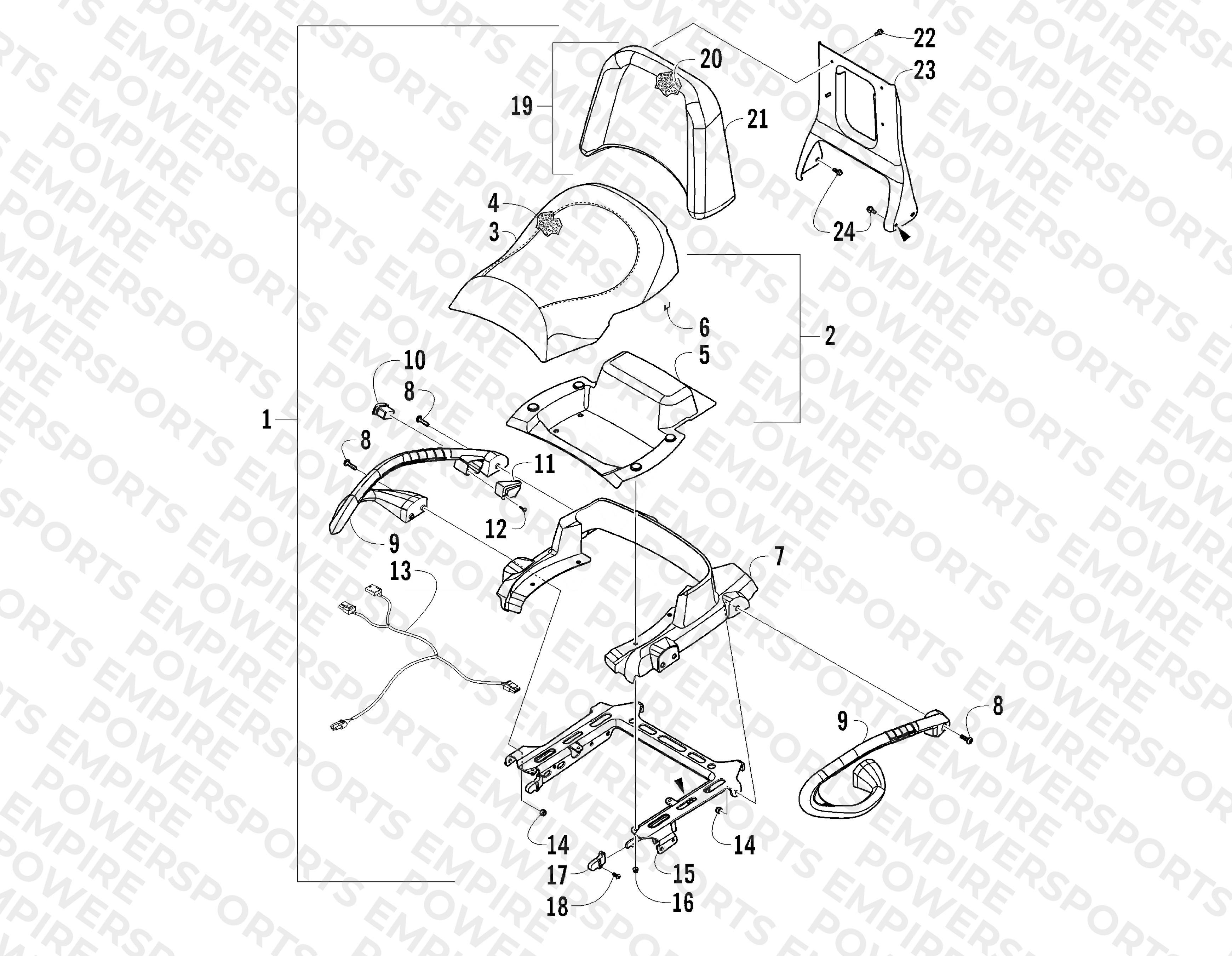 PASSENGER SEAT AND BACKREST ASSEMBLY