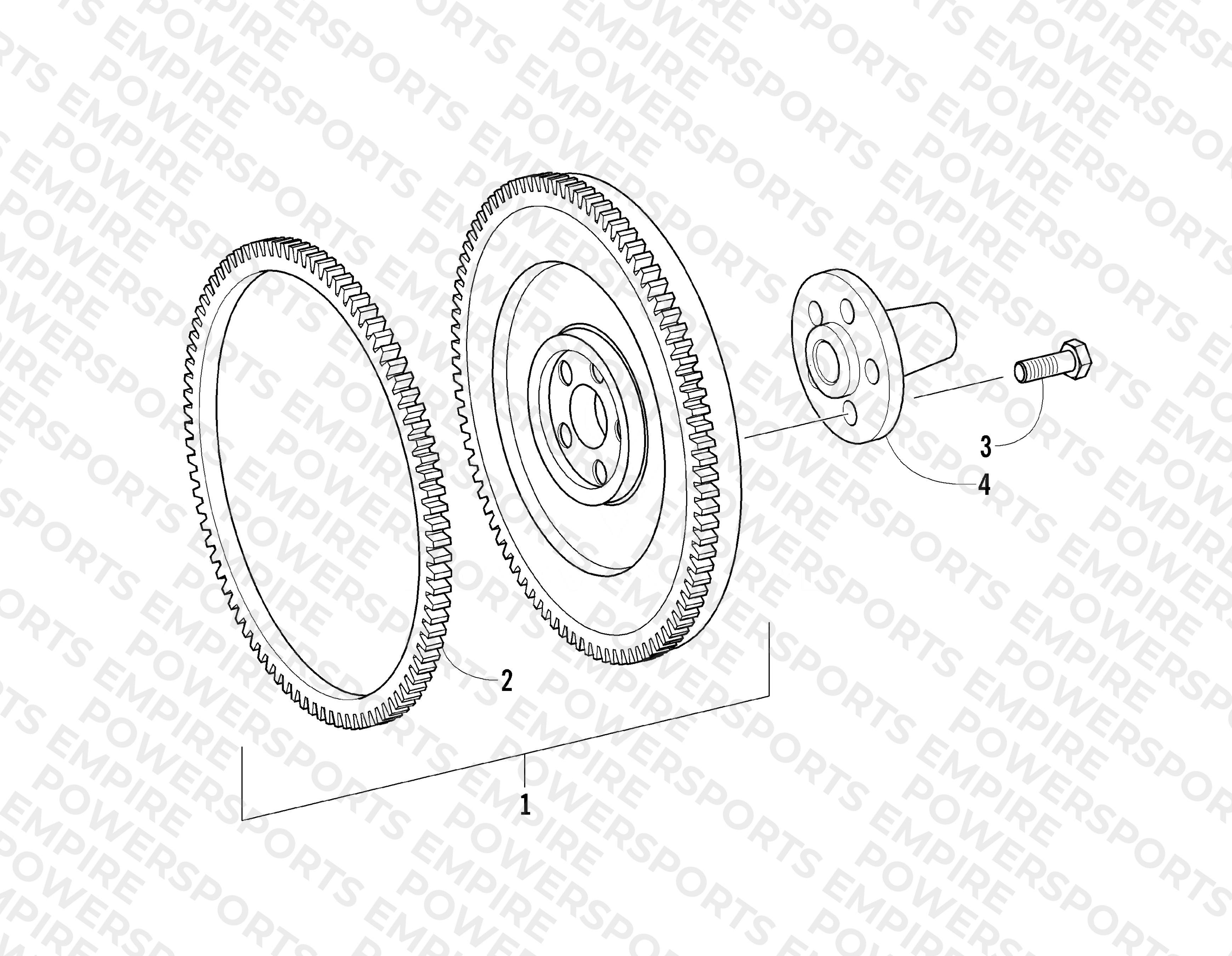 FLYWHEEL AND CROWN GEAR ASSEMBLY
