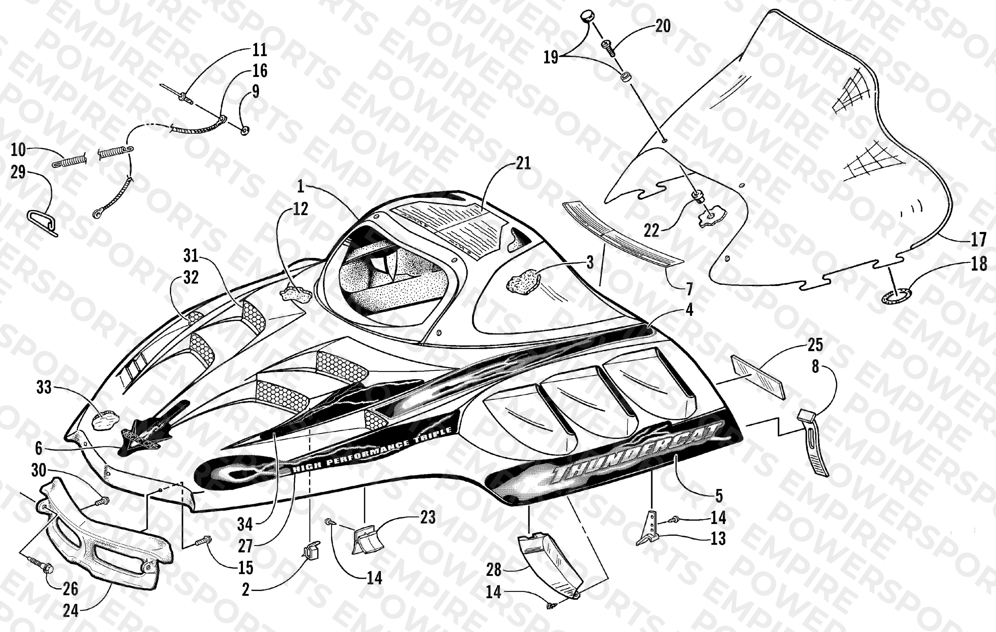 HOOD AND WINDSHIELD ASSEMBLY